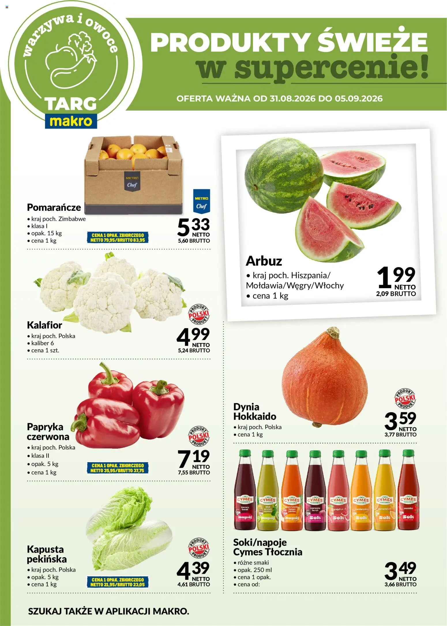 Makro gazetka - Produkty świeże w supercenie od 31.08.2026 | Strona: 5 | Produkty: Kapusta, Papryka, Pomarańcze, Grejpfrut