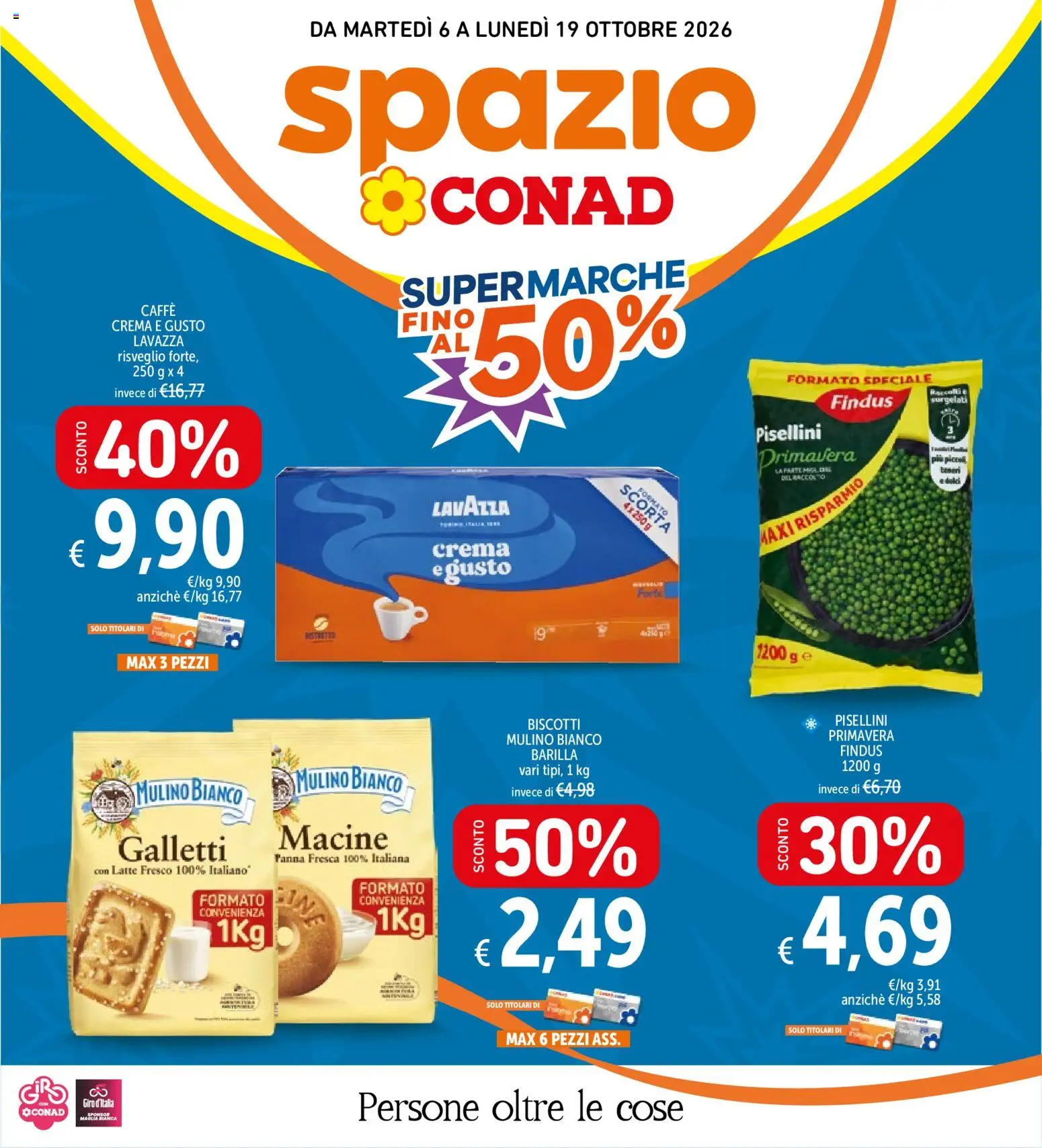 Volantino Spazio Conad del 06/10/2026 | Pagina: 1 | Prodotti: Caffè, Panna, Biscotti, Latte