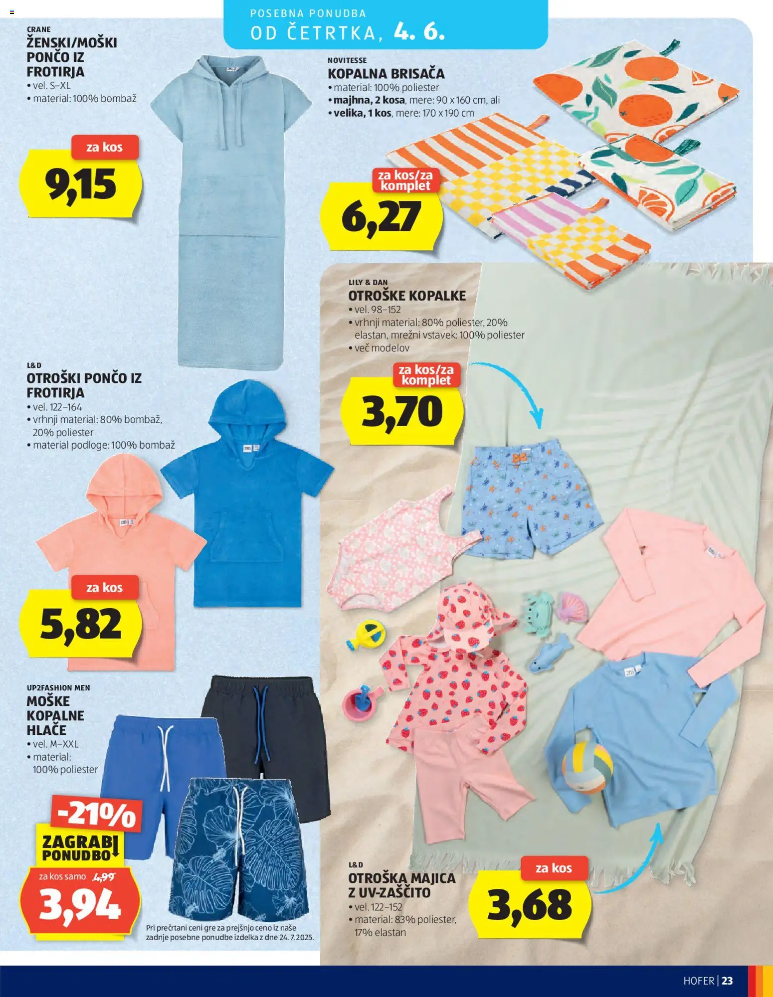 Novi Hofer katalog ponudbe – veljaven od 27.05.2026 | Stran: 23 | Izdelki: Kopalna brisača, Kos, Majica, Hlace