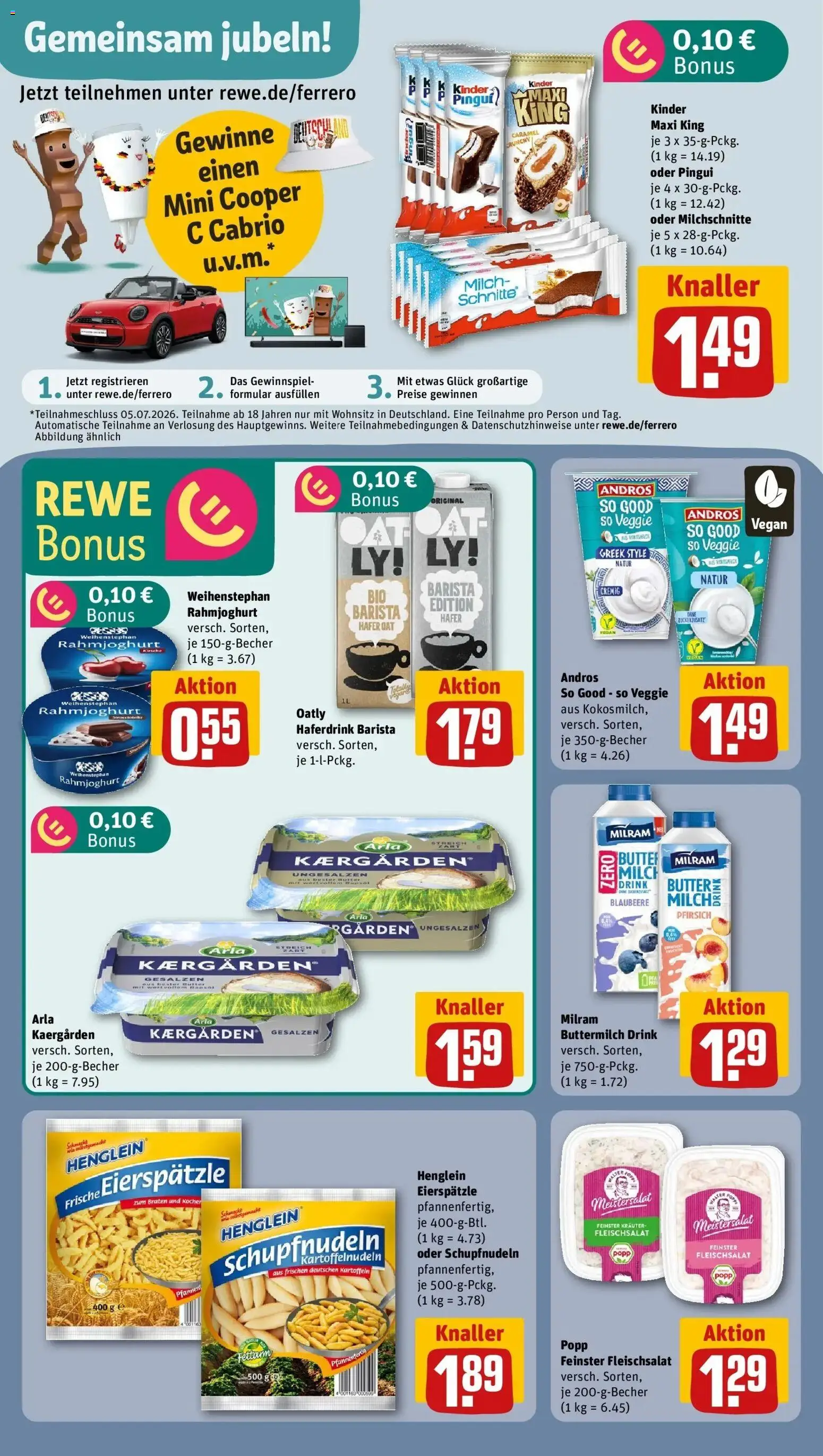 Rewe Prospekt Berlin / Johannisthal – gültig ab 08.06.2026 | Seite: 13 | Produkte: Kocher, Milch, Haferdrink, Pfirsich