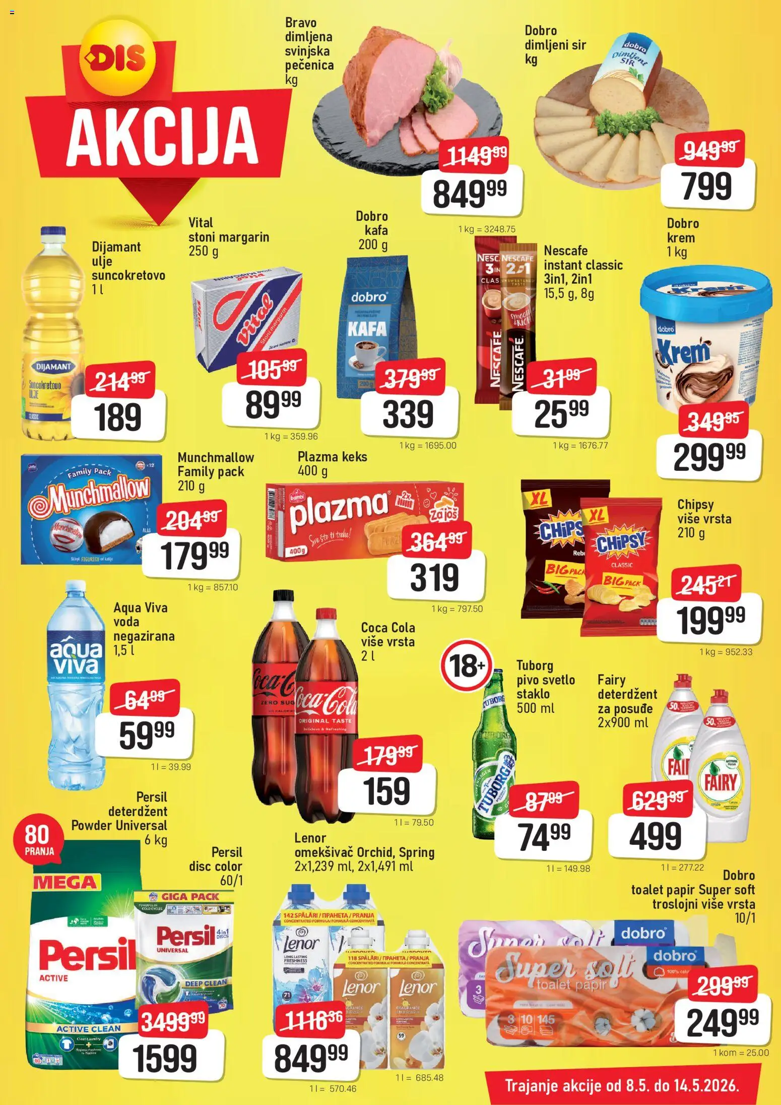 DIS katalog - važi od 08.05.2026 | Strana: 2 | Proizvode: Keks, Tuborg, Plazma, Pivo