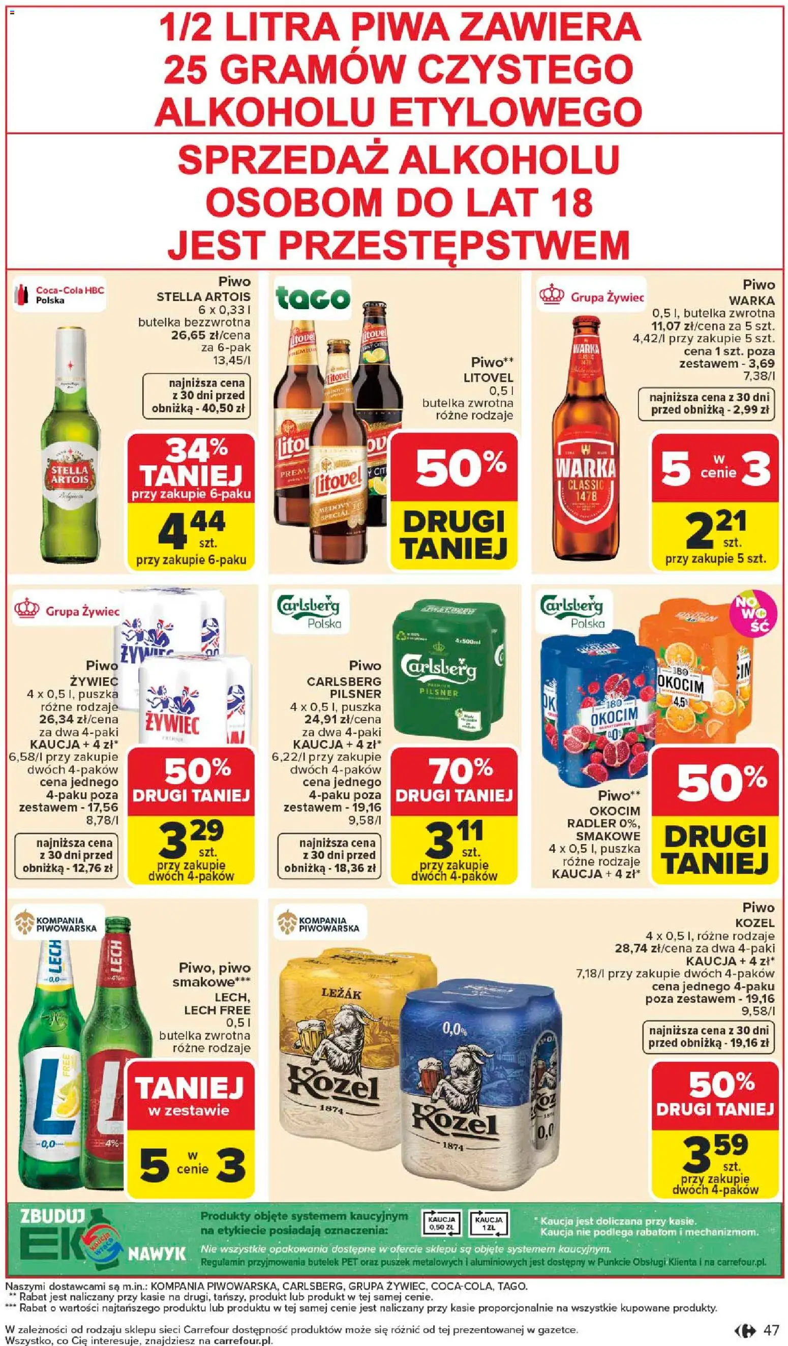 Carrefour gazetka od 04.05.2026 | Strona: 49 | Produkty: Leżak, Warka, Piwo