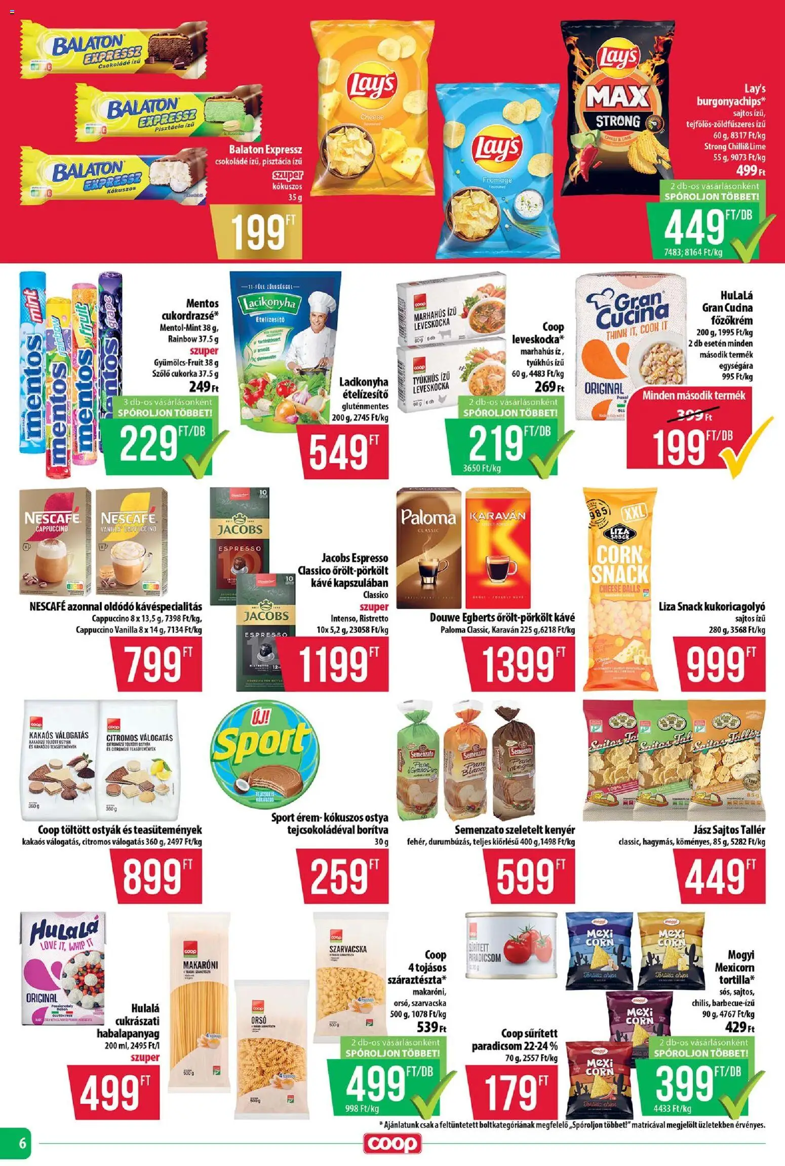 COOP akciós ujság - amely érvényes a következő dátumtól: 25.06.2026 | Oldal: 6 | Termékek: Csokoládé, Cukorka, Gluténmentes, Ételízesítő
