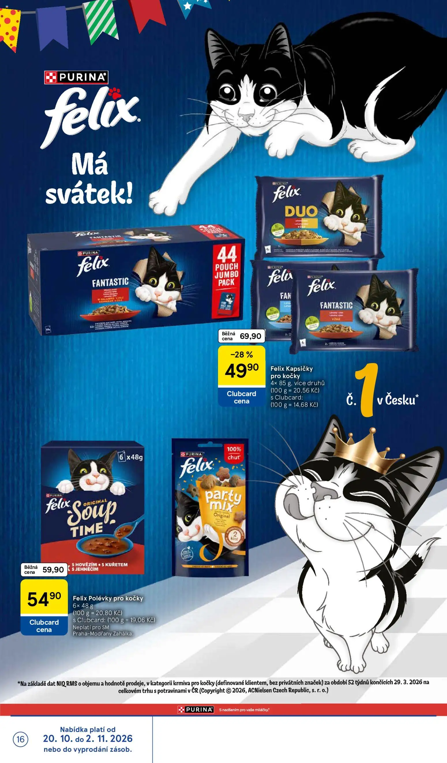 Tesco leták - Supermarket od 21.10.2026 | Strana: 16 | Produkty: Felix, Purina, Felix kapsičky, Party mix