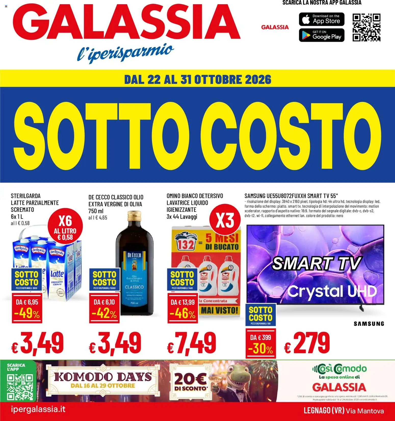 Volantino Galassia del 22/10/2026 | Pagina: 1 | Prodotti: Lavatrice, The, TV, Samsung