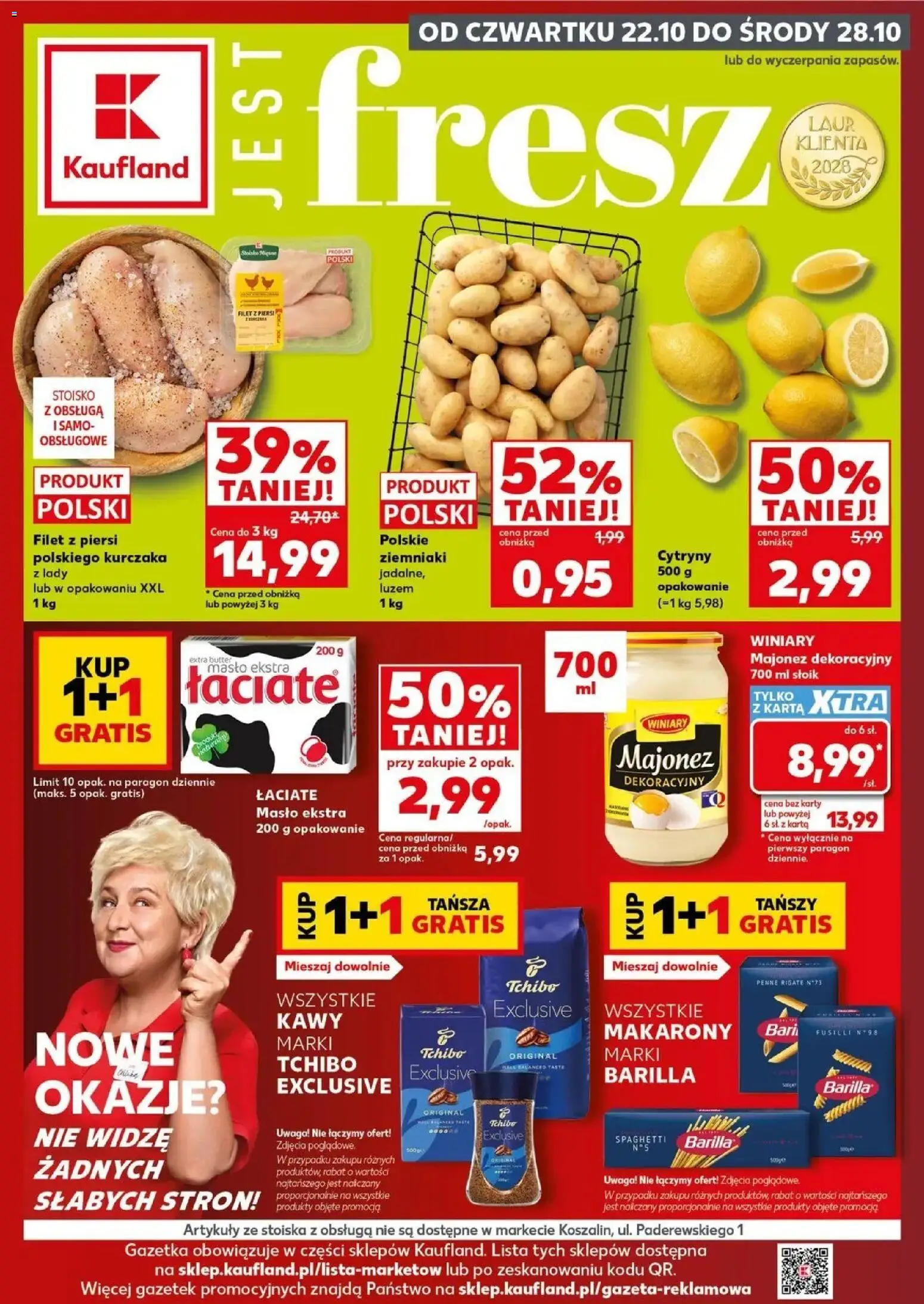 Kaufland aktualna gazetka od 22.10.2026 - od jutra PDF | Strona: 1 | Produkty: Tchibo, Filet, Makarony, Majonez