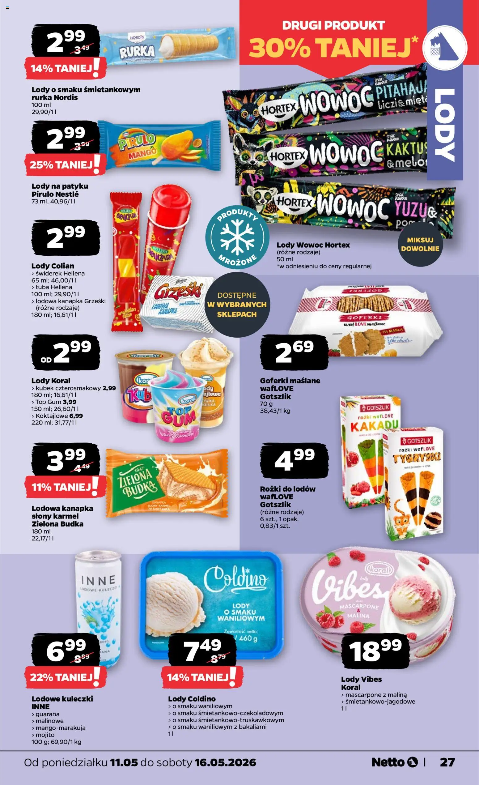 Netto gazetka od poniedziałku spożywcza od 11.05.2026 | Strona: 27 | Produkty: Mango, Top, Malina, Lody