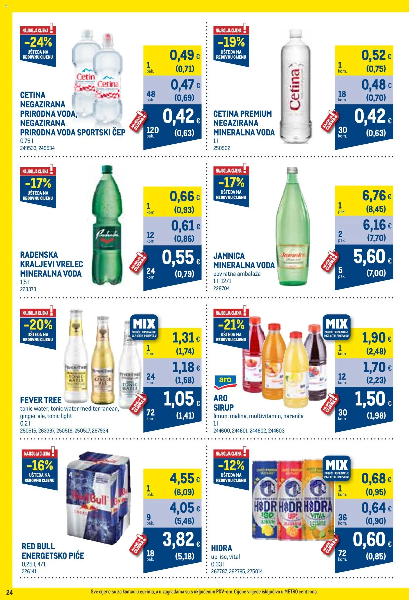Metro katalog | vrijedi od 02.11.2026 | Stranica: 24 | Proizvodi: Energetsko piće, Mineralna voda, Voda, Sirup