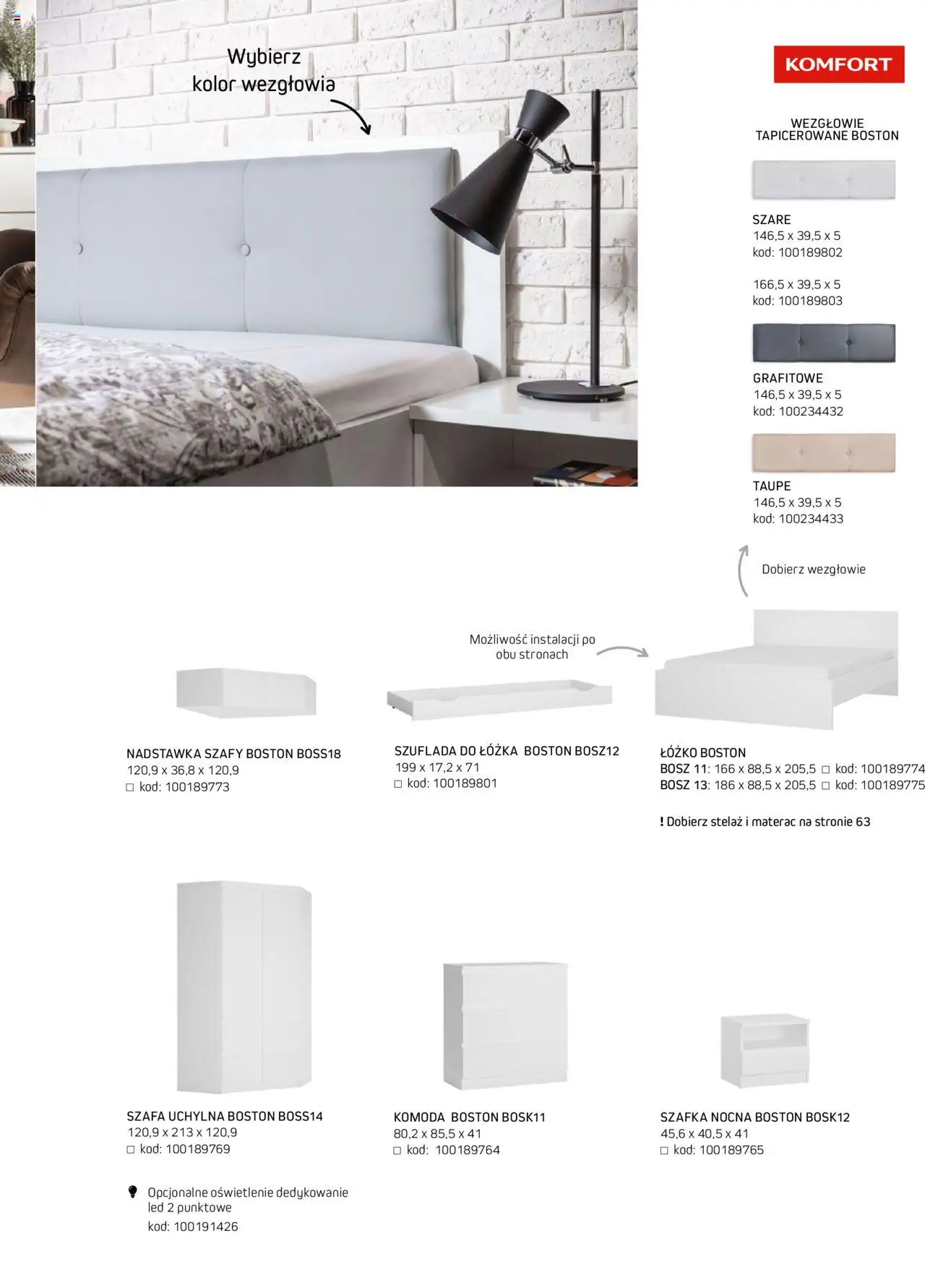 Komfort Gazetka - Katalog Meble od 01.09.2024 | Strona: 47 | Produkty: Łóżko, Szafa, Komoda, Szafka nocna