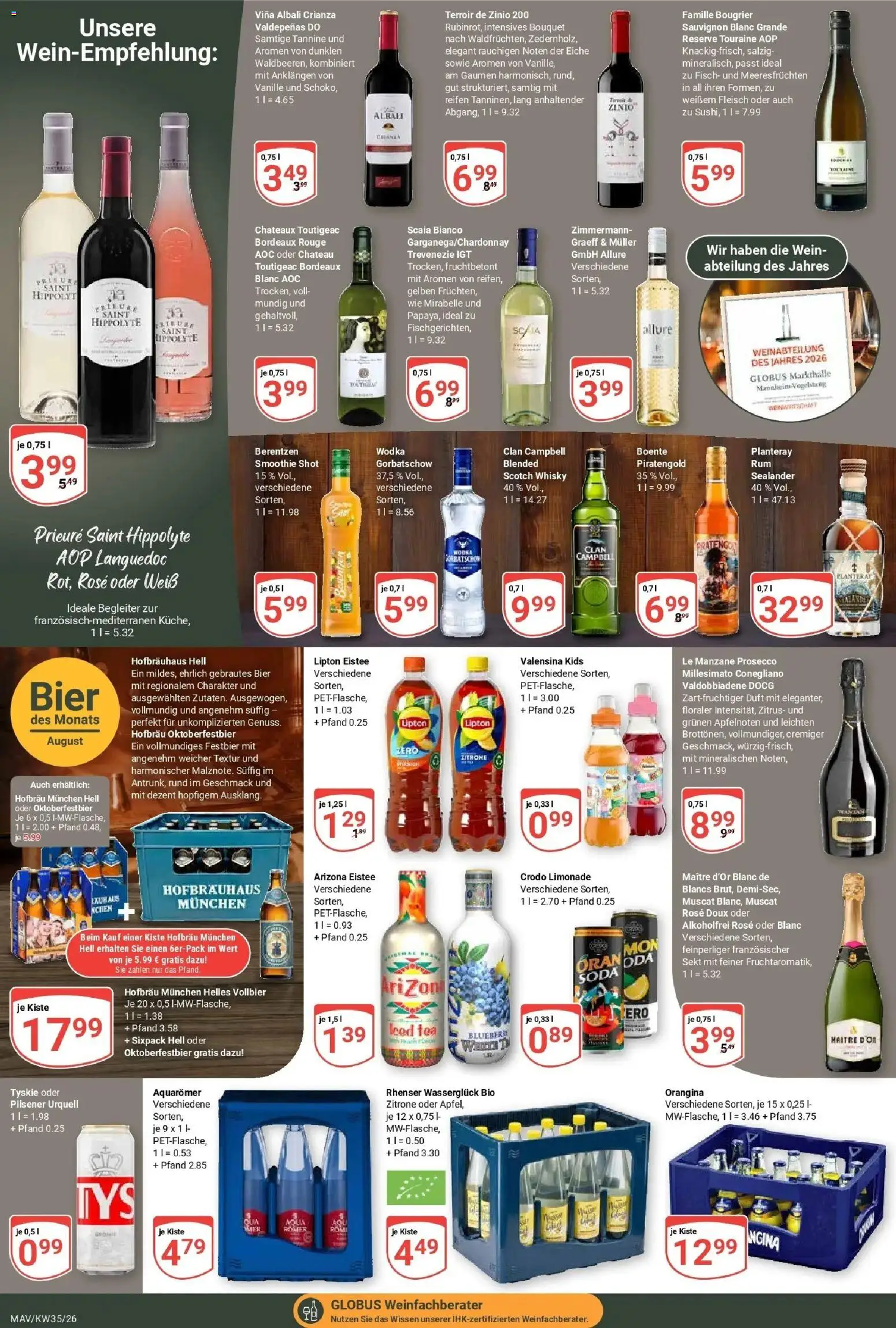 Globus Prospekt Mannheim (ab 24.08.2026) » Angebote online | Seite: 18 | Produkte: Bier, Fisch, Wein, Wodka