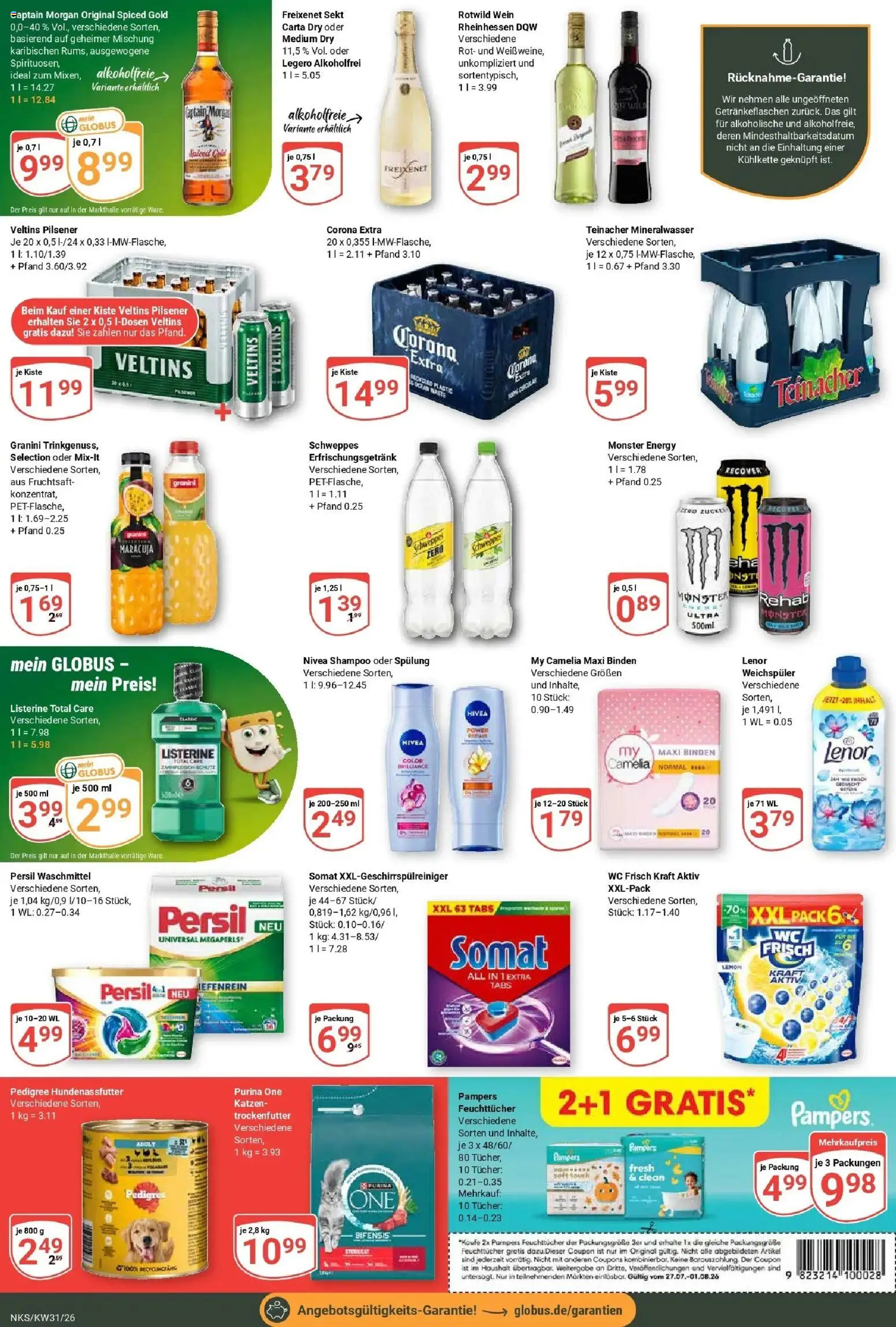 Globus Prospekt Neunkirchen – gültig ab 27.07.2026 | Seite: 5 | Produkte: Schweppes, Mineralwasser, Weichspüler, Persil
