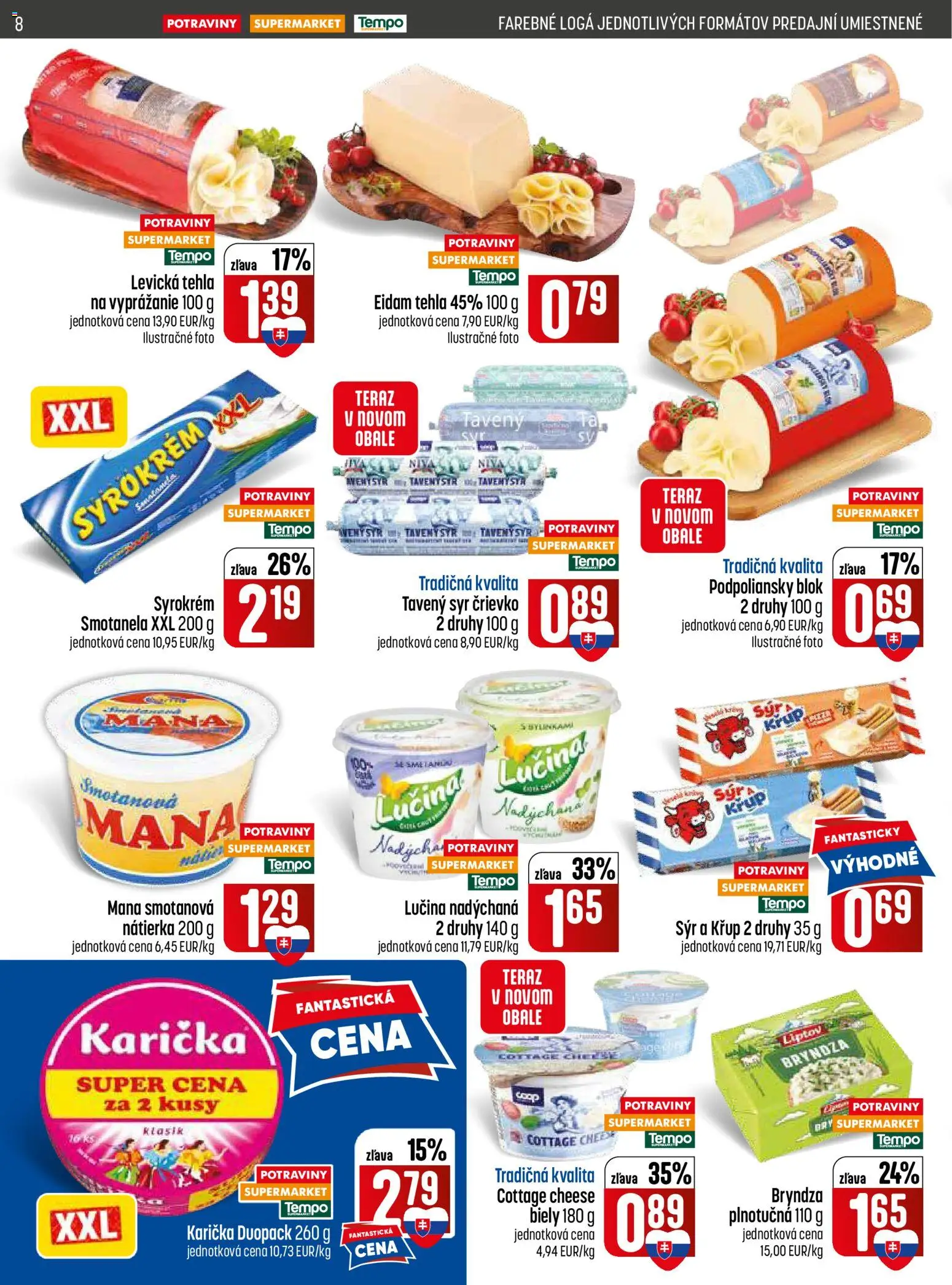 Nové COOP Jednota akcie – leták je platný od 25.06.2026 | Strana: 8 | Produkty: Syr, Eidam, Bryndza