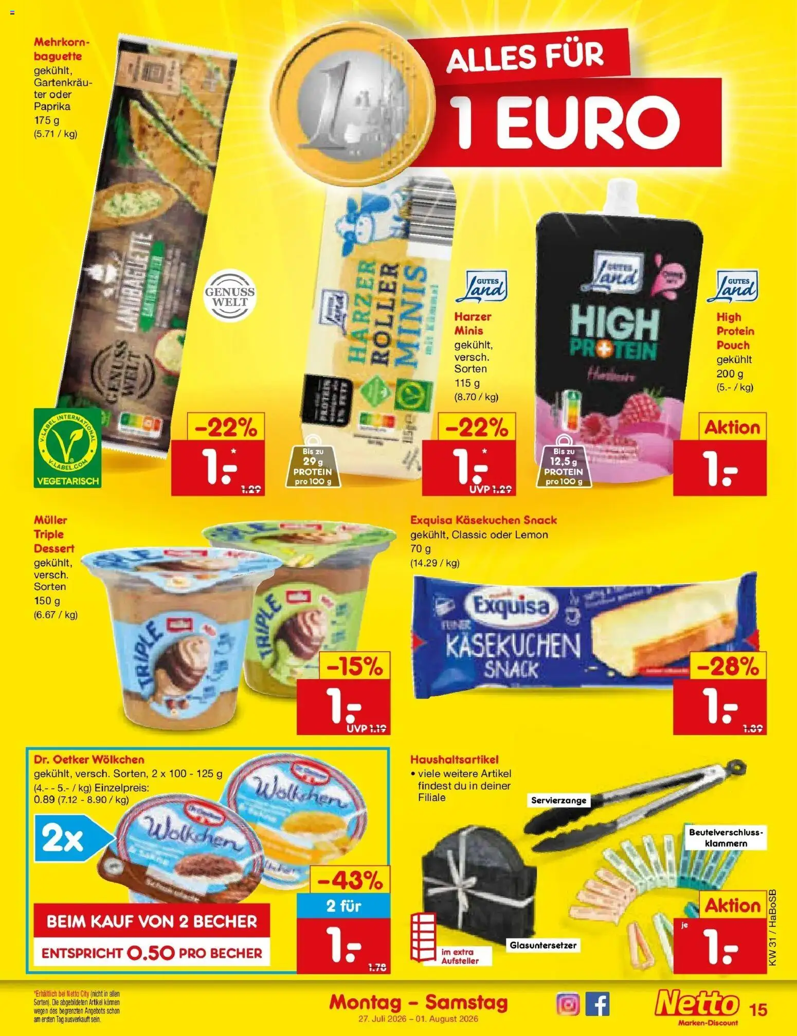 Netto Marken-Discount Prospekt Bochum – gültig ab 27.07.2026 | Seite: 25 | Produkte: Baguette, Exquisa, Paprika
