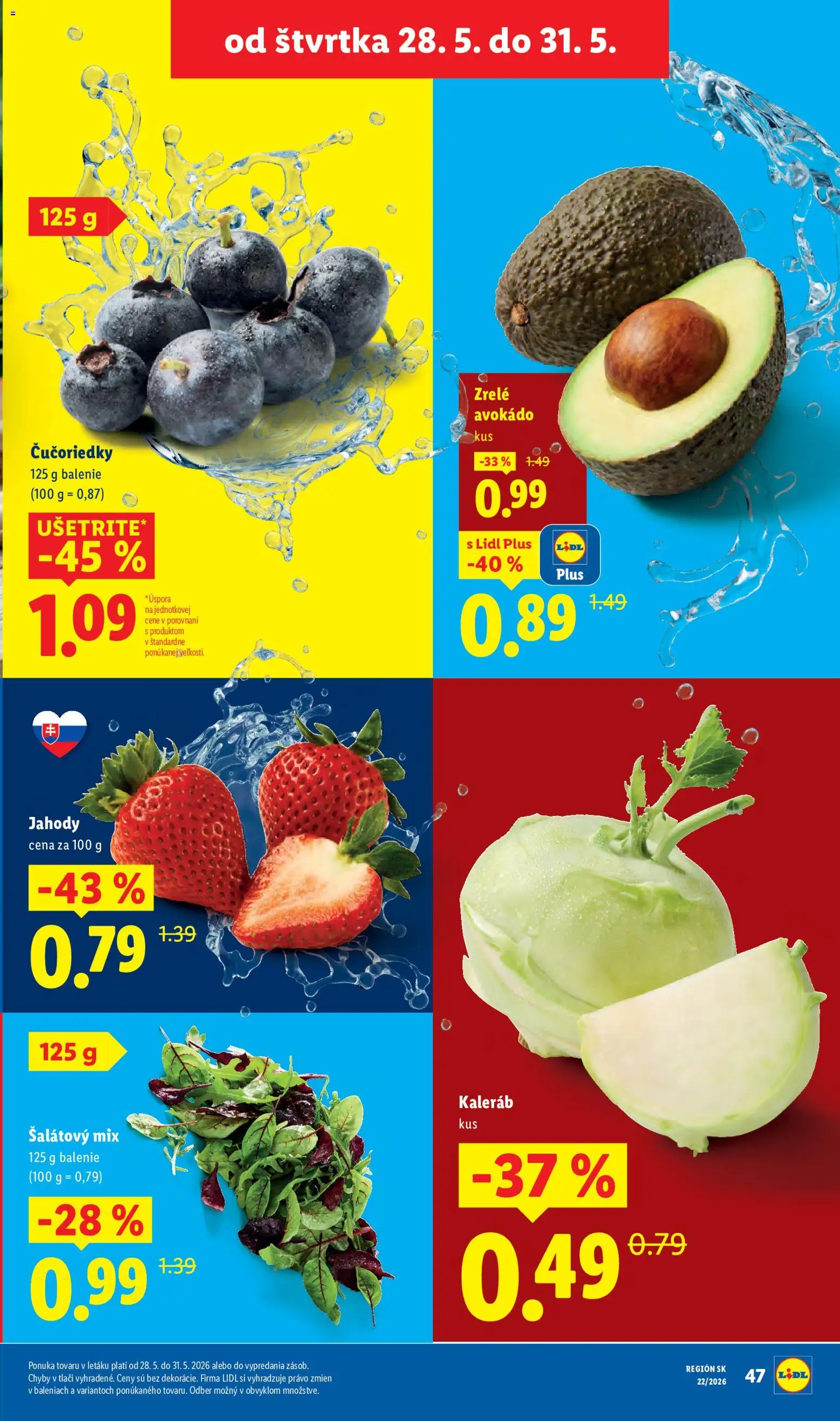 Nové Lidl akcie – leták je platný od 25.05.2026 | Strana: 67 | Produkty: Čučoriedky, Jahody, Avokádo