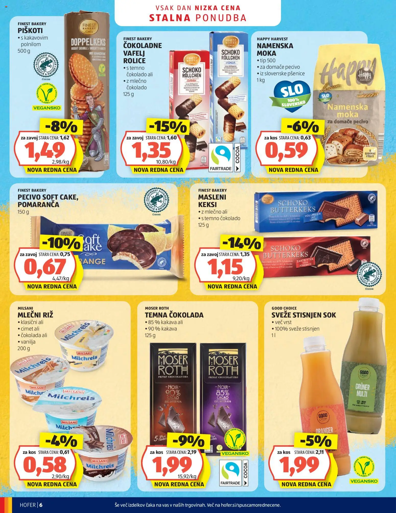 Hofer SI katalog | vrijedi od 26.08.2026 | Stranica: 6 | Proizvodi: Keksi, Čokolada, Zavoj, Pecivo