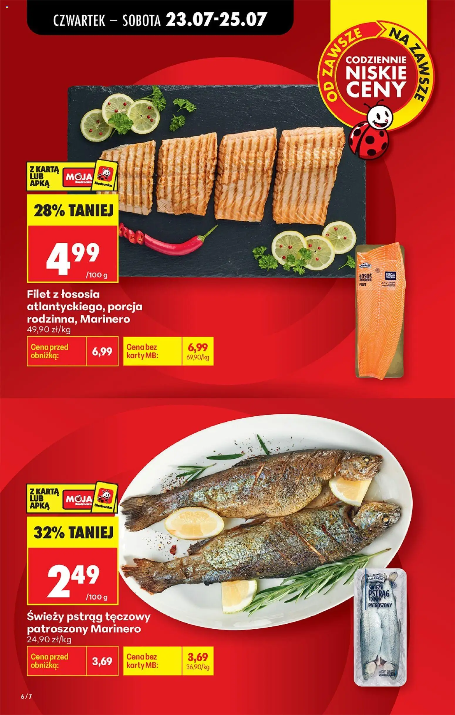 Biedronka Polsko leták - Codziennie niskie ceny od 23.07.2026 | Strana: 6 | Produkty: Losos, Filet, Karty