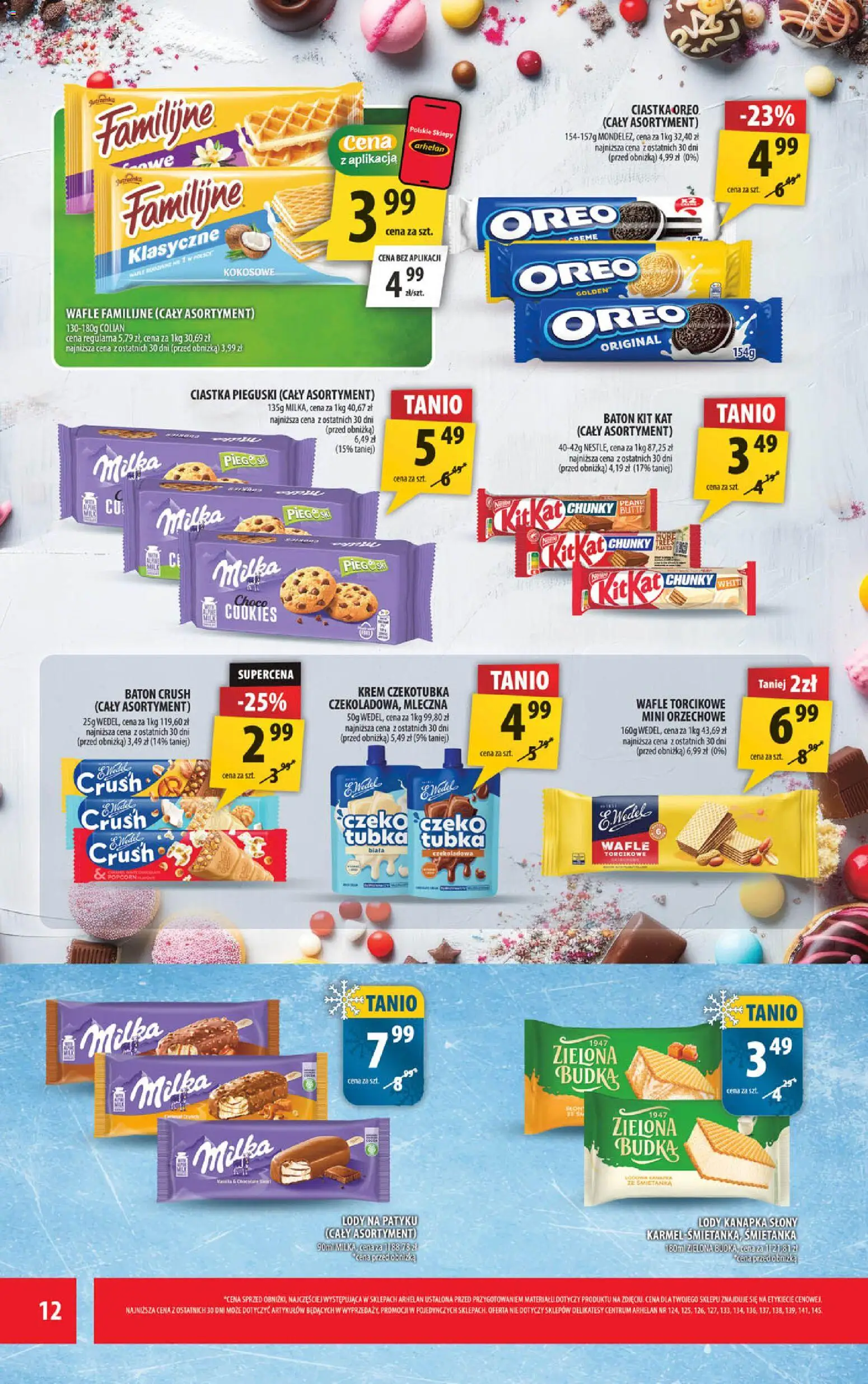Arhelan gazetka od 10.08.2026 | Strona: 12 | Produkty: Czekoladowa, Wafle, Oreo, Popcorn