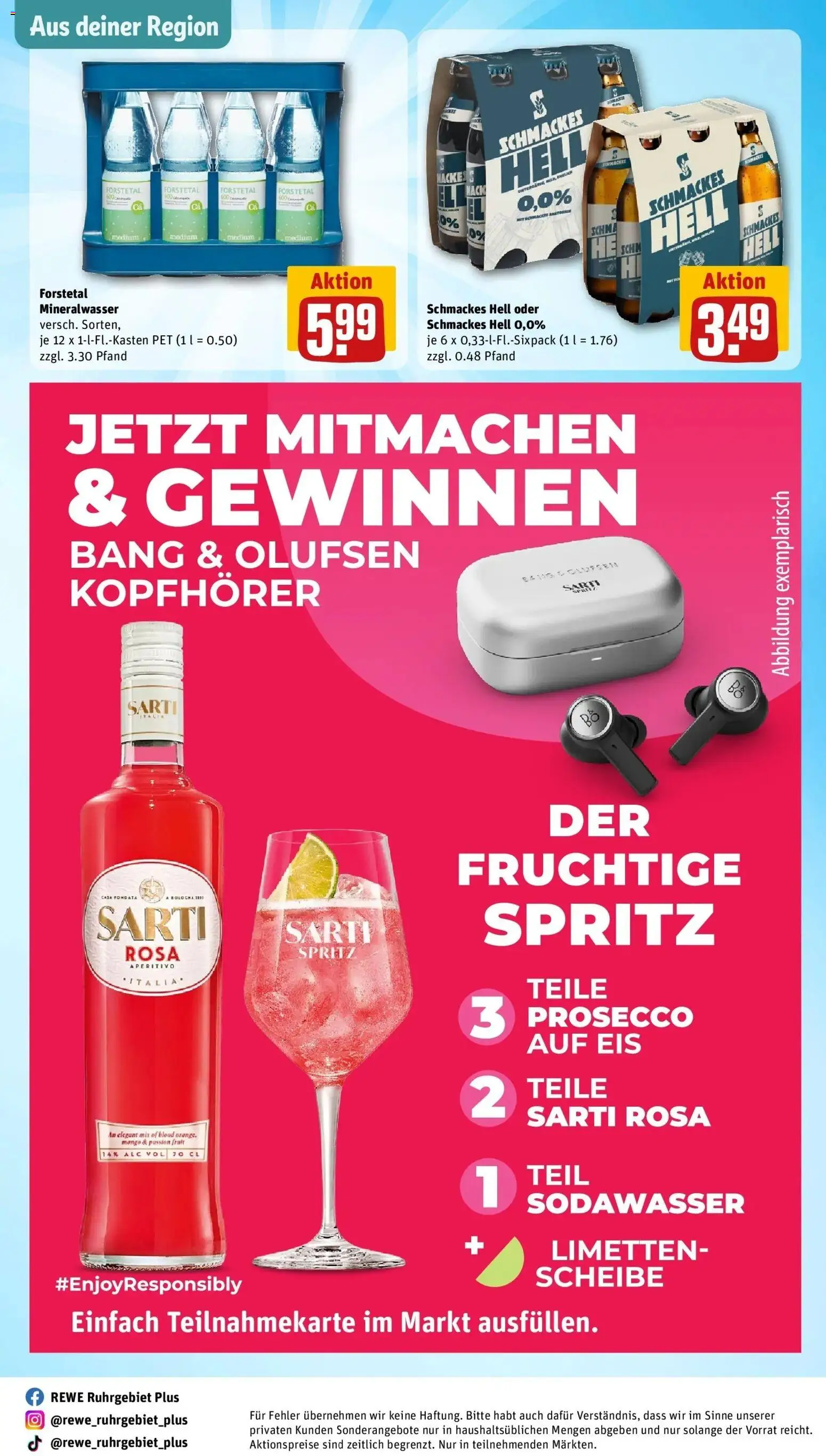 REWE Prospekt ab 31.08.2026 zum Blättern » Angebote | Seite: 34 | Produkte: Limetten, Prosecco, Eis, Kopfhörer