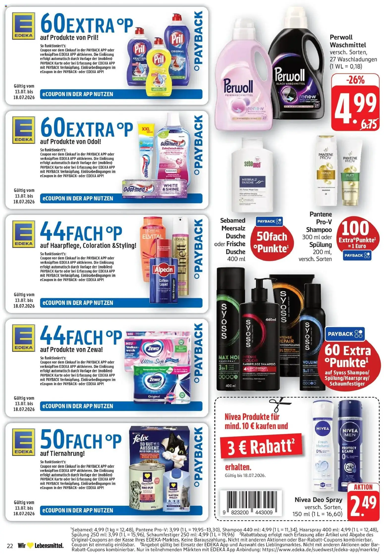Edeka prospekt Göppingen – gültig ab 13.07.2026 | Seite: 22 | Produkte: Perwoll, Haarspray, Waschmittel, Pril