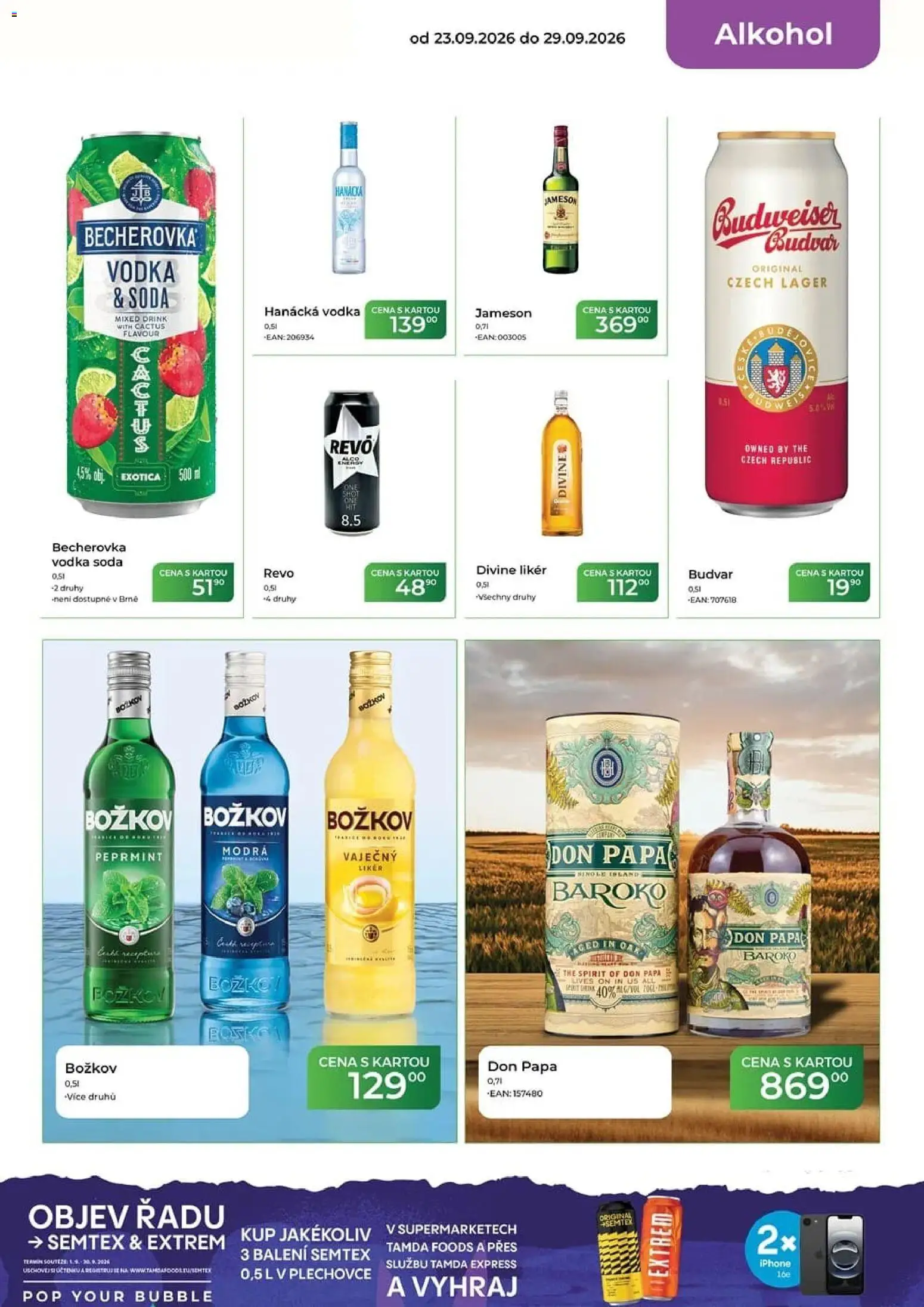 Tamda Foods leták od 23.09.2026 | Strana: 15 | Produkty: Jameson, Semtex, Becherovka, Alkohol
