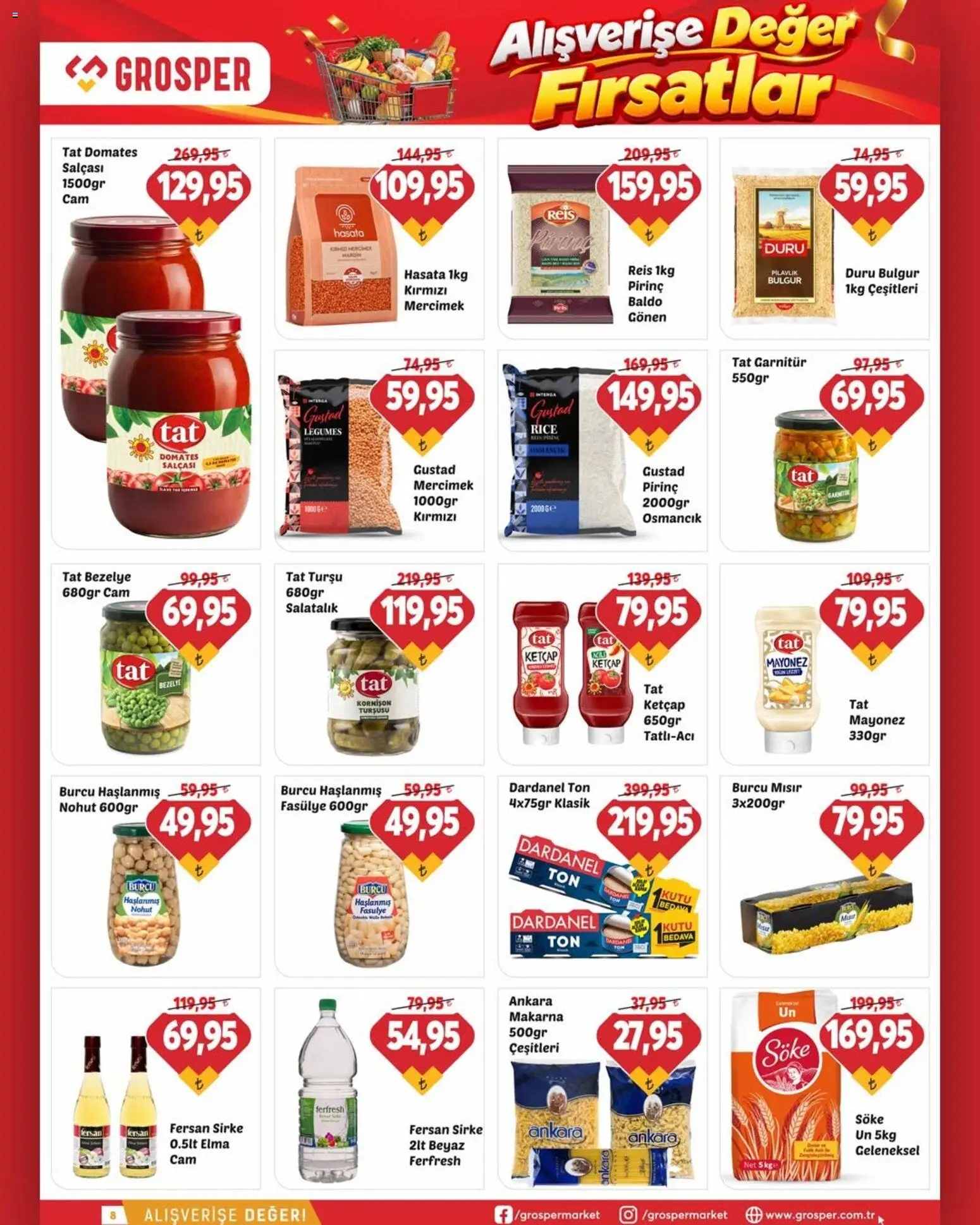 Grosper Katalog - 28 Ekim 2026 tarihinden itibaren geçerlidir | Sayfa: 8 | Ürünler: Kutu, Mercimek, Pirinç, Bezelye