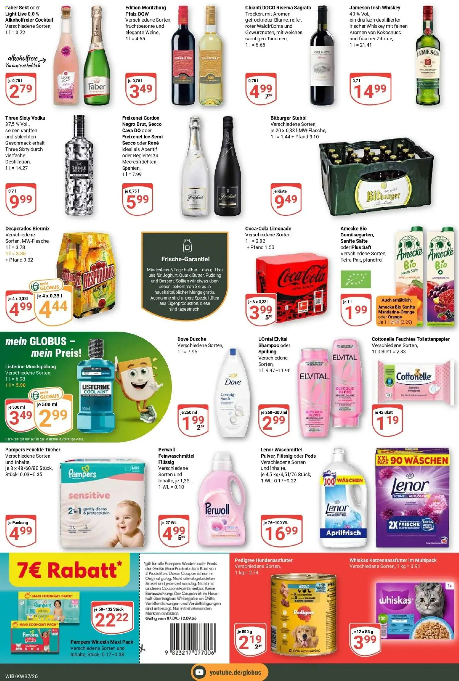 Globus Prospekt Wiesbaden-Nordenstadt (ab 07.09.2026) » Angebote online | Seite: 7 | Produkte: Pampers, Perwoll, Pudding, Whiskey