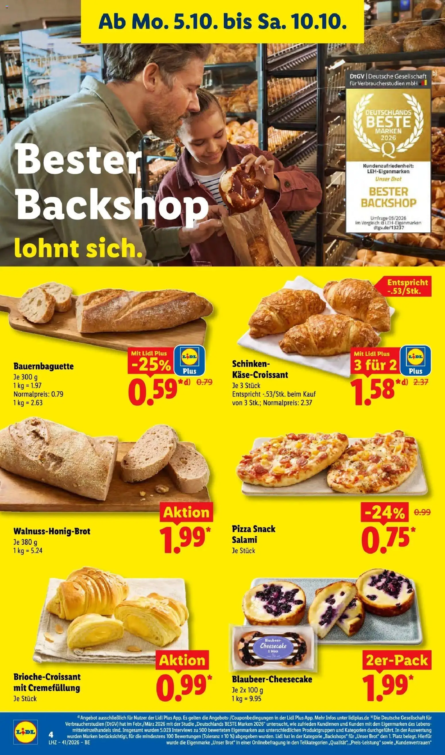 Lidl Prospekt Mahlow (ab 05.10.2026) zum Blättern » Angebote | Seite: 10 | Produkte: Baguette, Croissant, Salami, Schinken