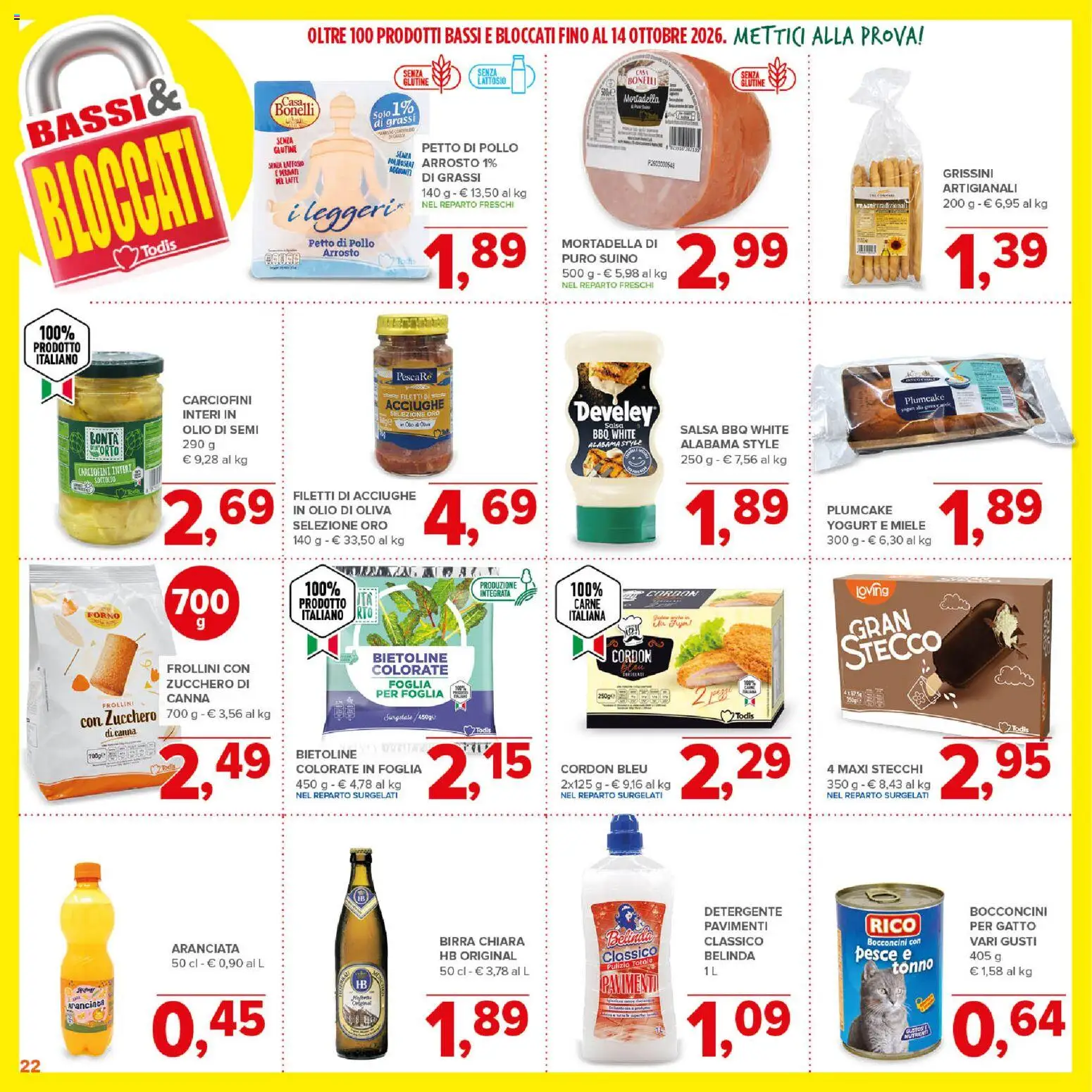 Volantino Todis del 20/08/2026 | Pagina: 22 | Prodotti: Birra, Suino, Mortadella, Miele