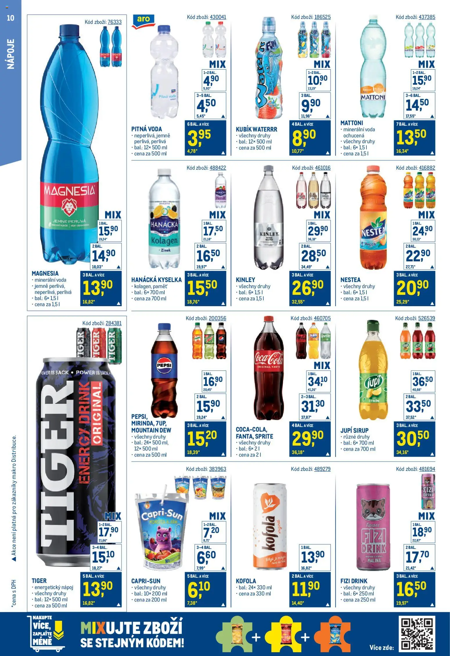 Makro leták - Maloobchod od 06.05.2026 | Strana: 10 | Produkty: Hanácká kyselka, Sirup, Minerální voda, Kubík Waterrr