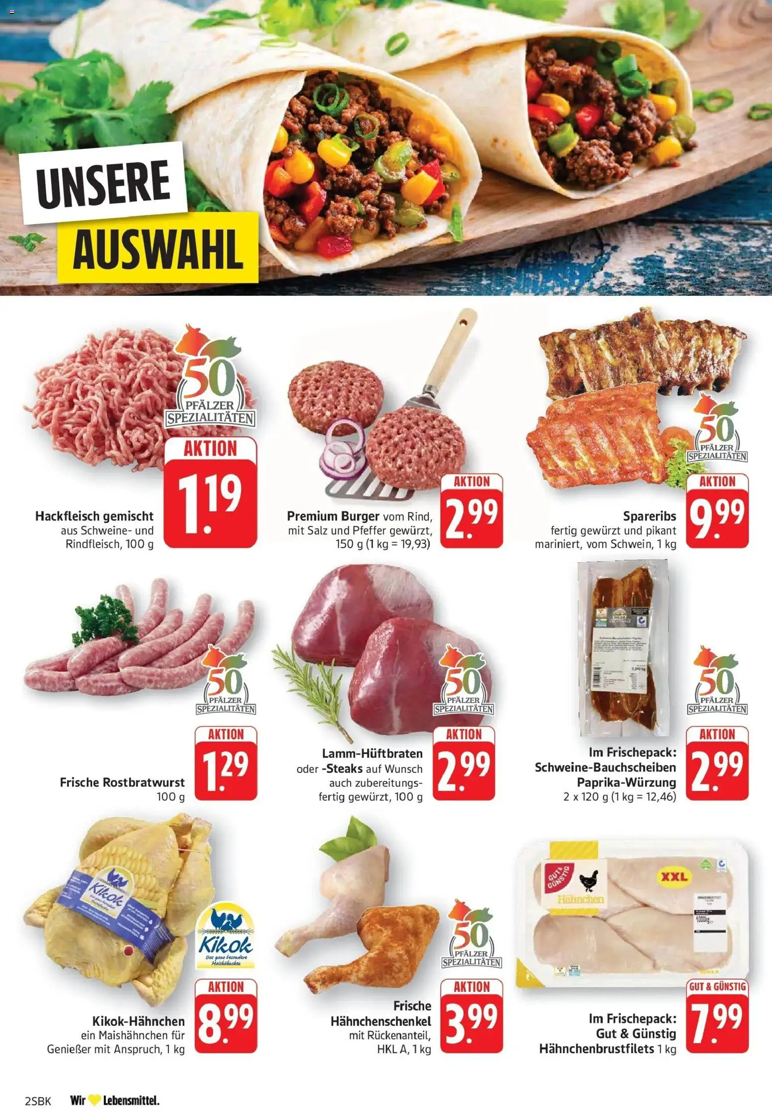 Edeka Prospekt Bruchsal – gültig ab 27.07.2026 | Seite: 2 | Produkte: Burger, Salz, Pfeffer, Hackfleisch