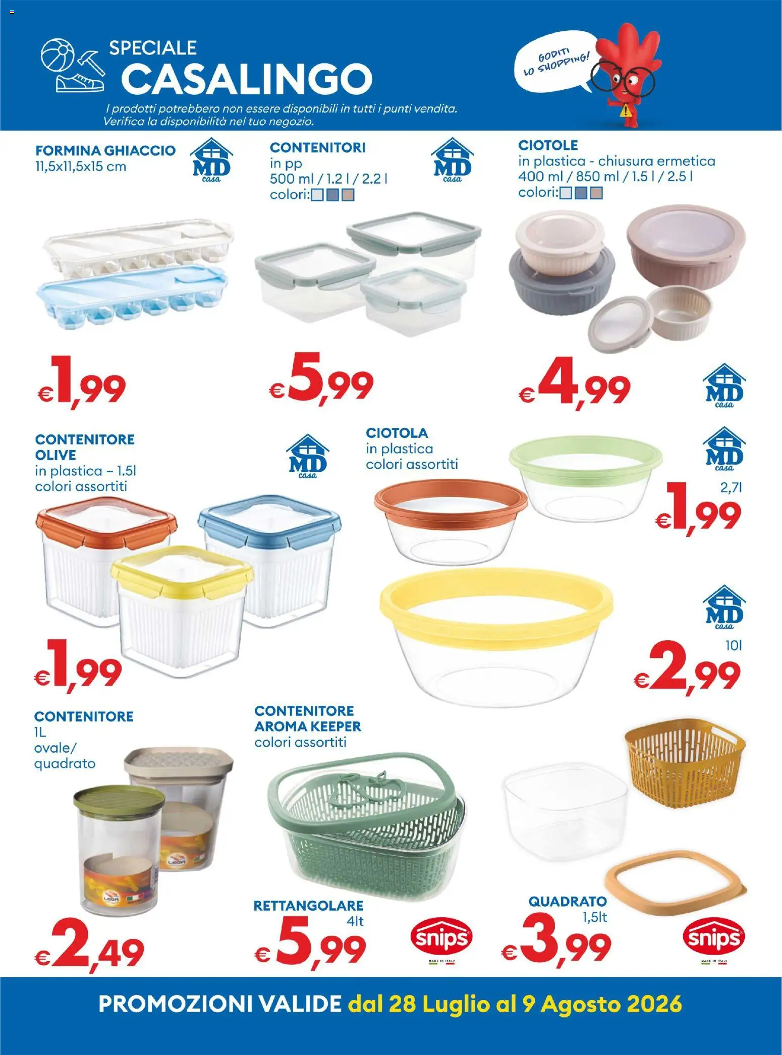 Volantino MD Discount del 28/07/2026 | Pagina: 24 | Prodotti: Olive, Contenitore, Ciotola