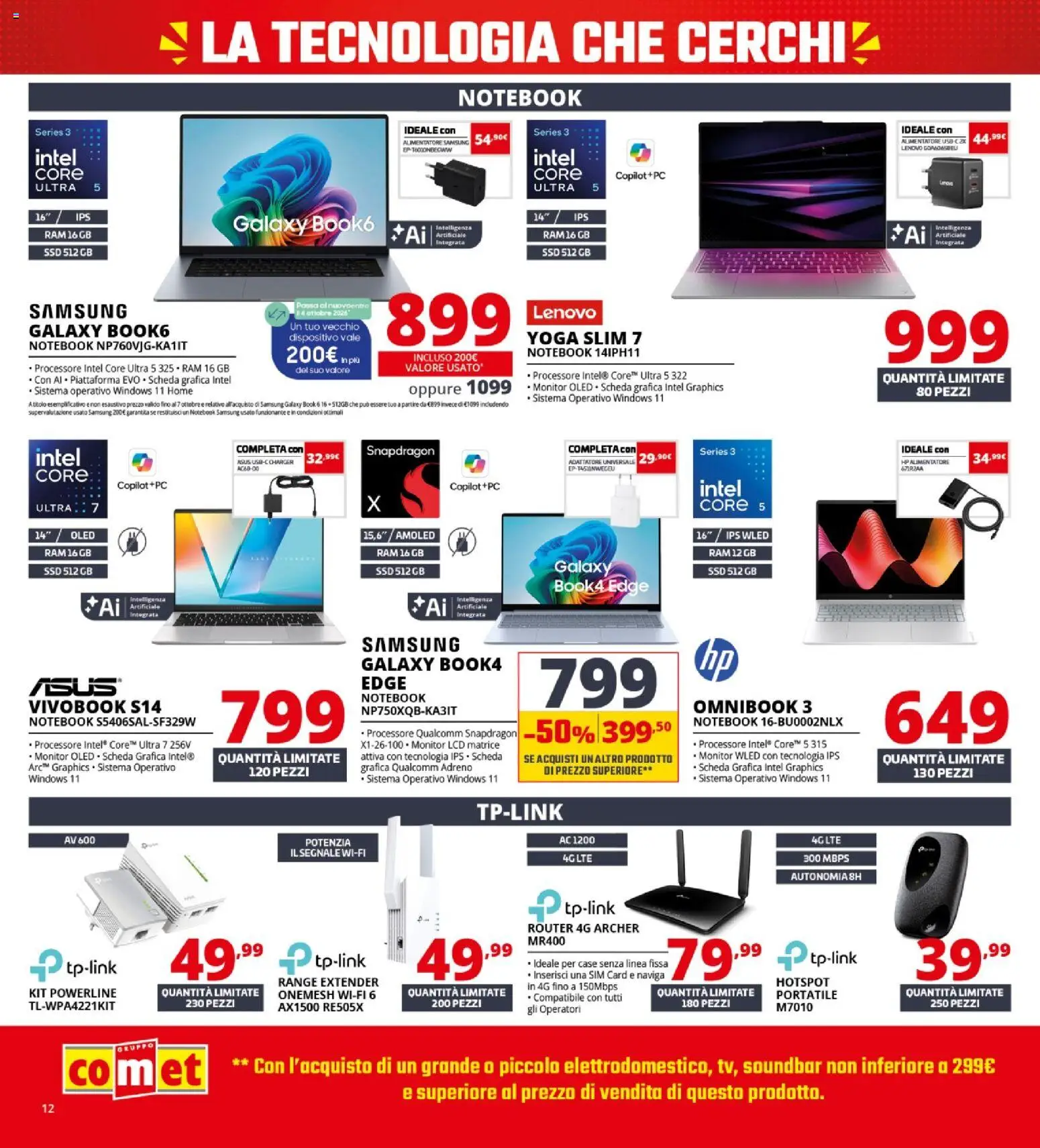 Volantino Comet del 24/09/2026 | Pagina: 12 | Prodotti: Router, Soundbar, Adattatore, Samsung