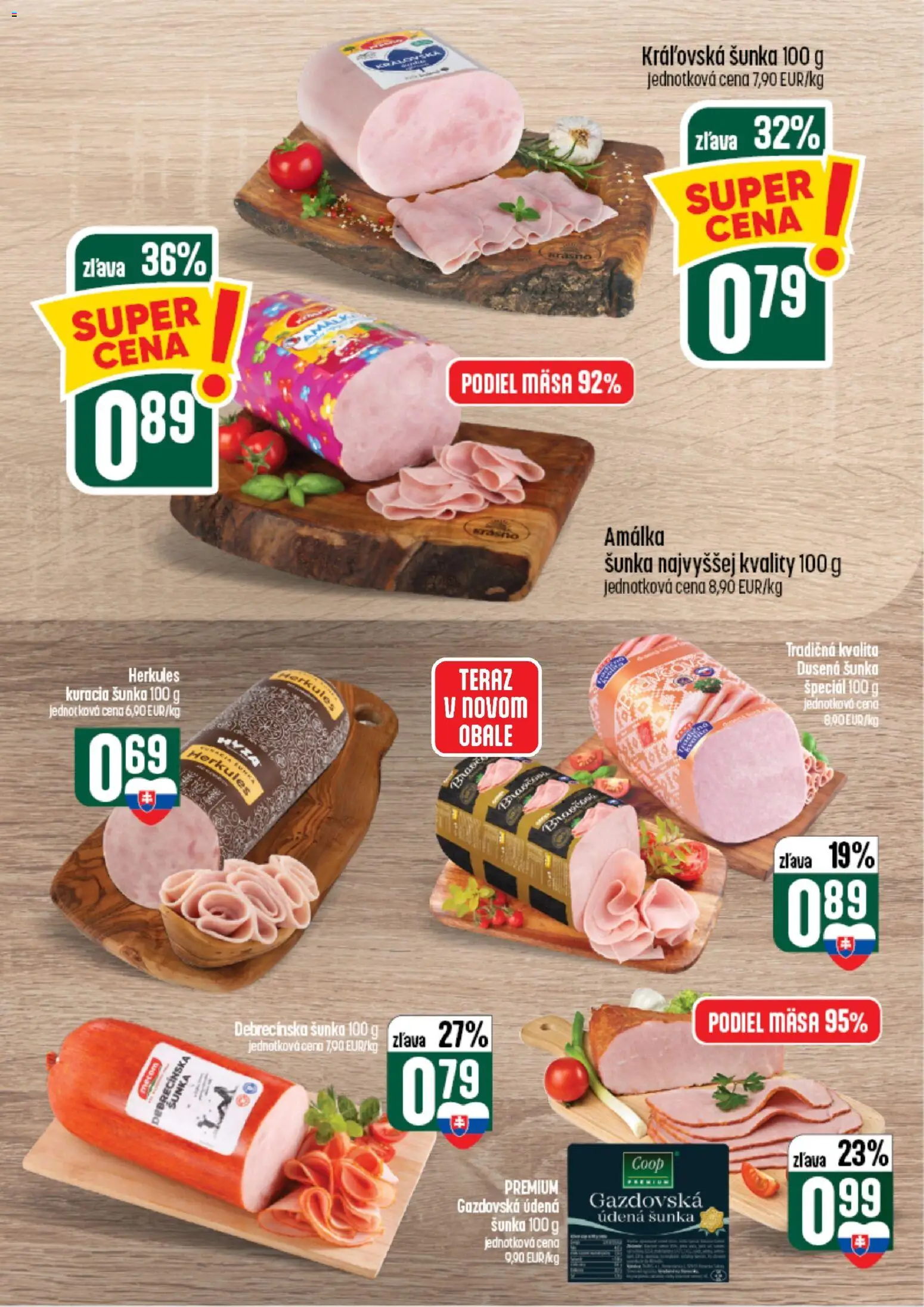 Nové COOP Jednota akcie – leták je platný od 26.08.2026 | Strana: 14 | Produkty: Šunka, Kuracia šunka