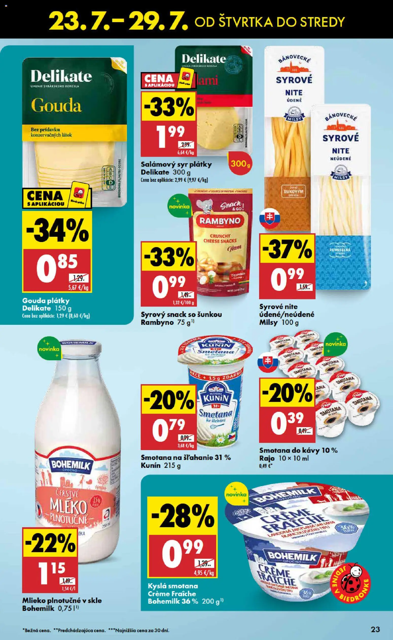 Nové Biedronka akcie – leták je platný od 23.07.2026 | Strana: 23 | Produkty: Mlieko, Smotana, Gouda, Smotana na šľahanie
