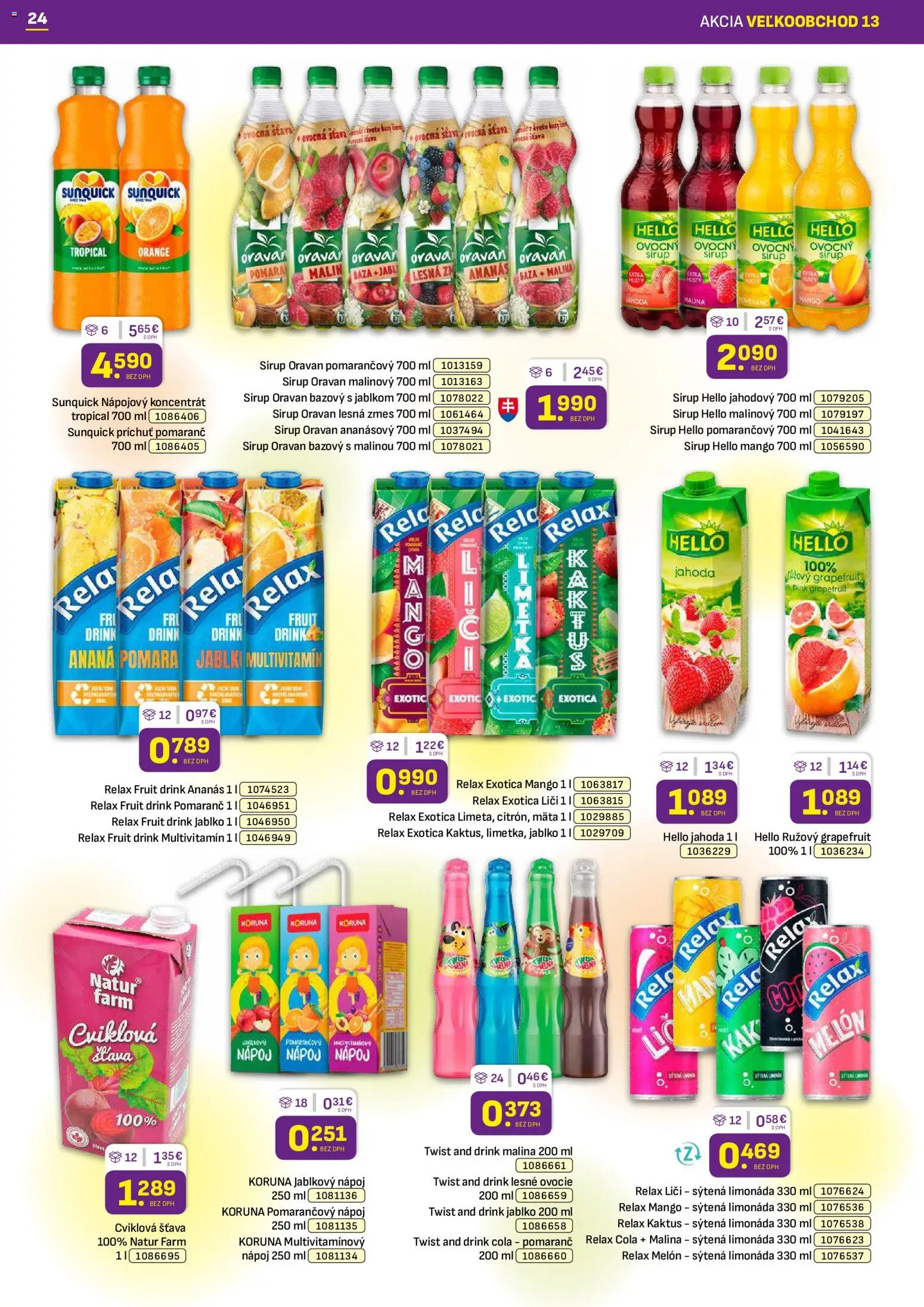 Nové Libex akcie – leták je platný od 29.06.2026 | Strana: 24 | Produkty: Stan, Sunquick, Ananás, Melón