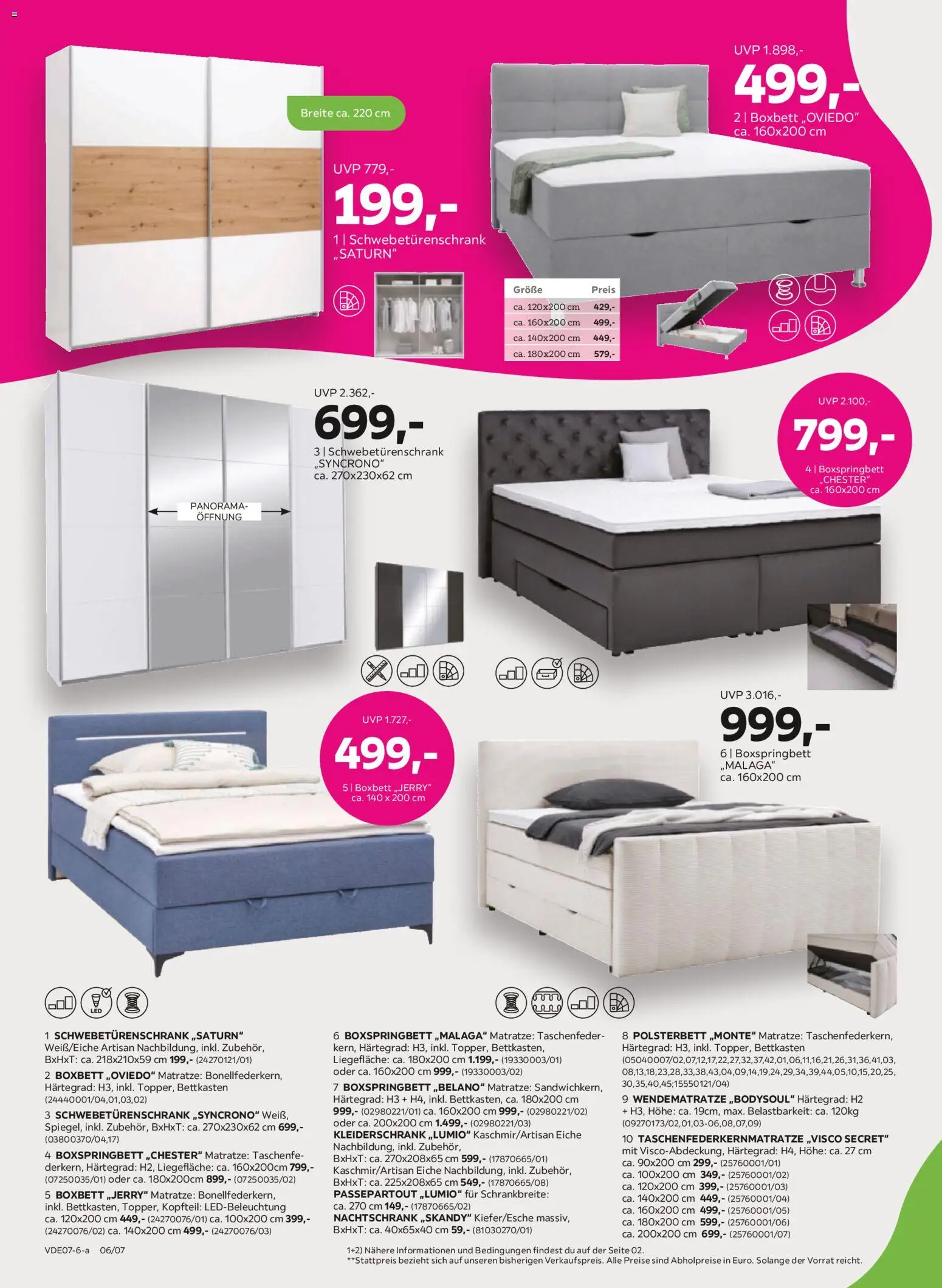 Mömax Prospekt – gültig ab 29.06.2026 | Seite: 6 | Produkte: Matratze, Schwebetürenschrank, Boxspringbett, Polsterbett