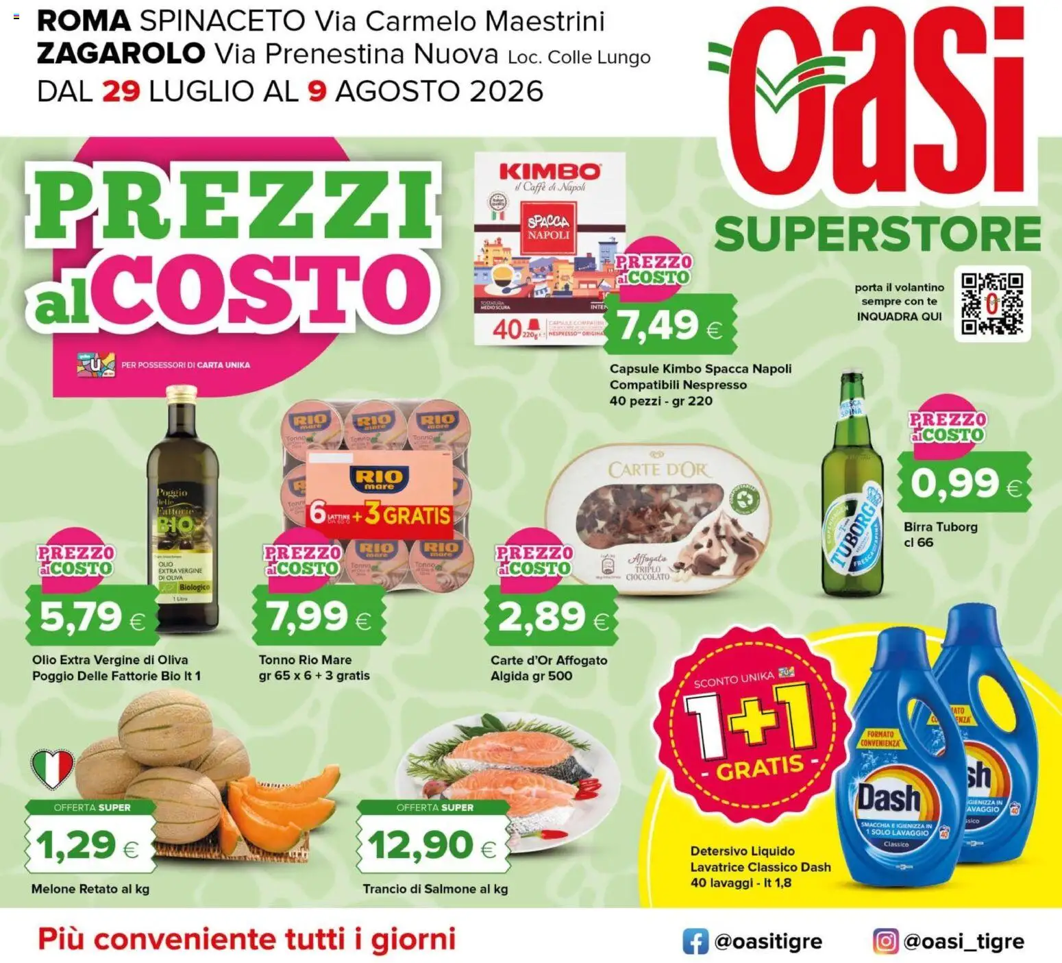 Volantino Oasi del 29/07/2026 | Pagina: 1 | Prodotti: Cioccolato, Tè, Melone, Tonno
