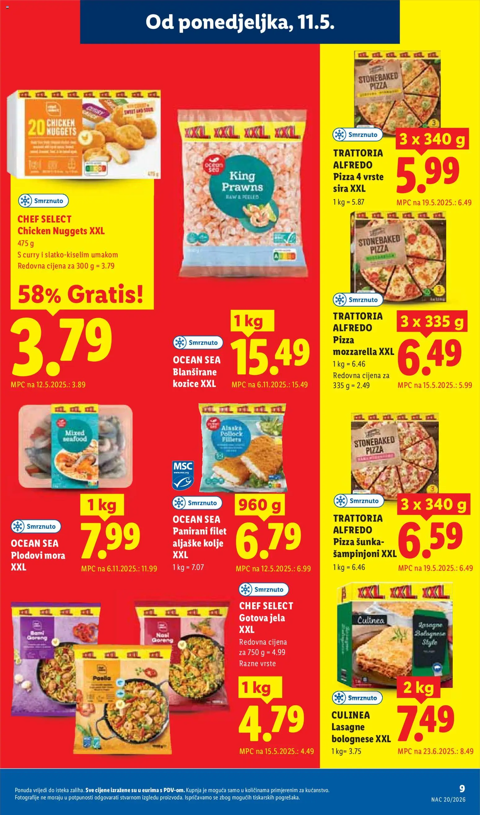 Lidl katalog | vrijedi od 11.05.2026 | Stranica: 9 | Proizvodi: Pizza, Šampinjoni, Curry, Kozice