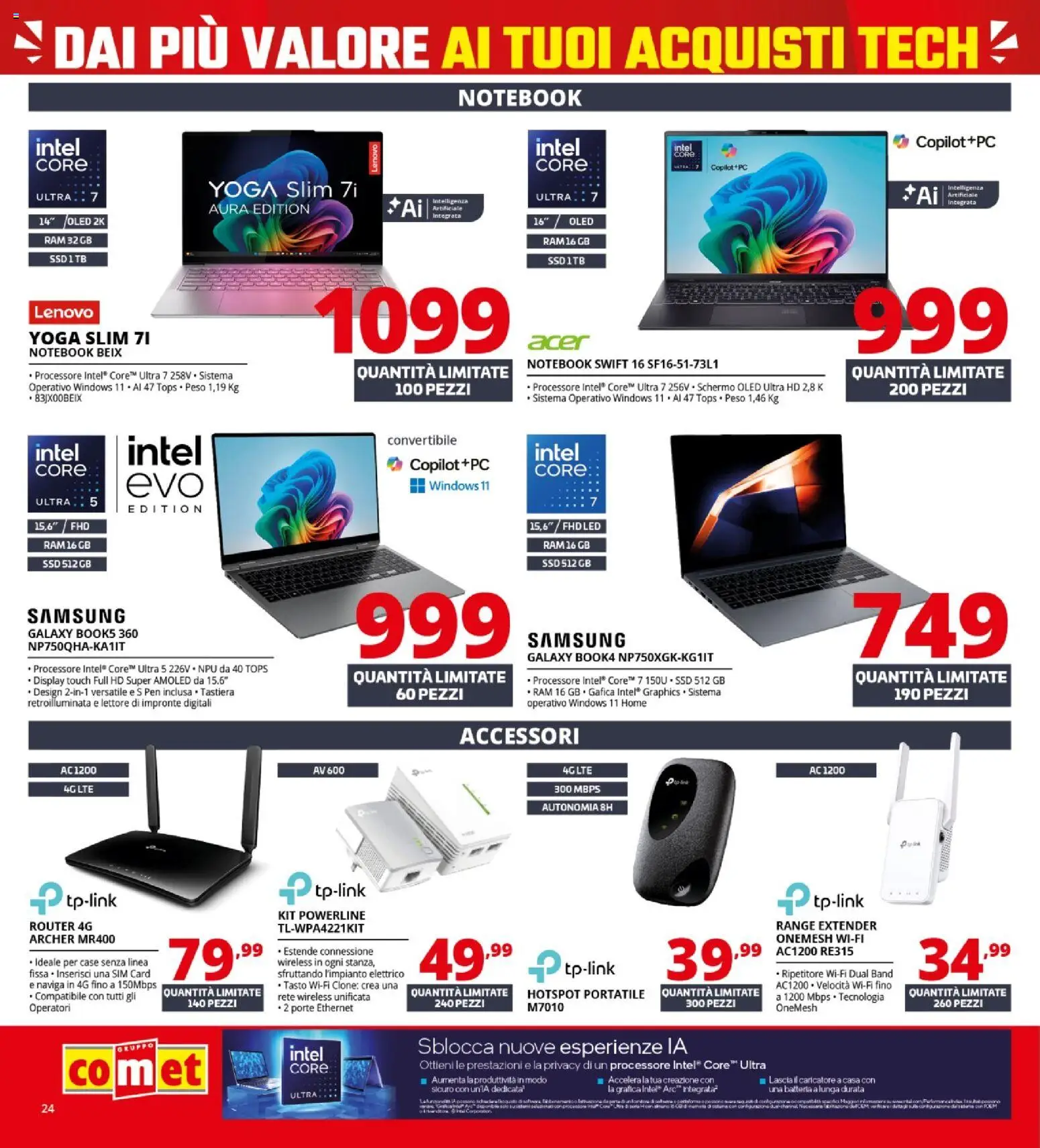 Volantino Comet del 05.03.2026 | Pagina: 24 | Prodotti: Router, Schermo, Samsung Galaxy, Range extender