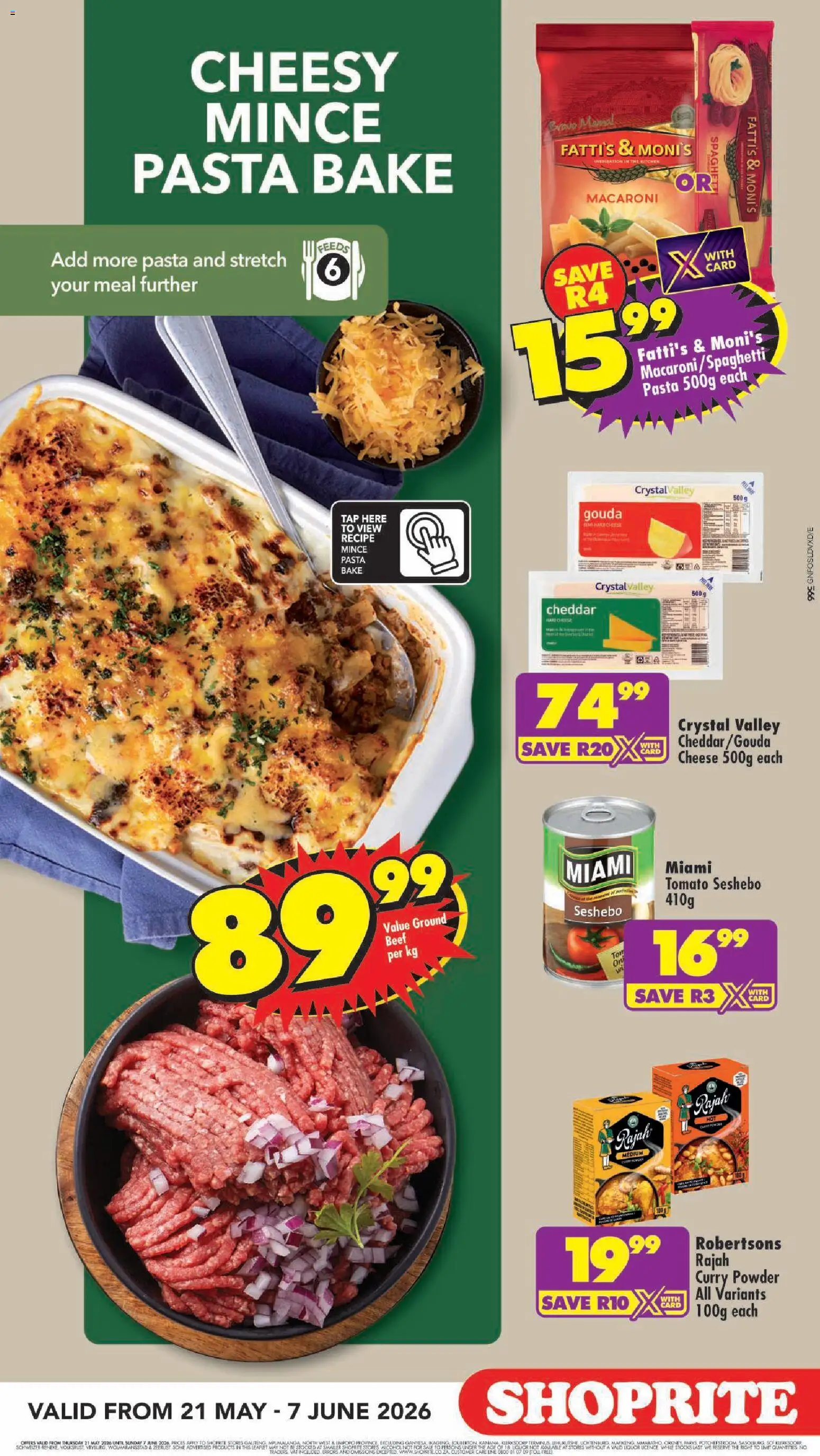 New Shoprite catalogue – valid from 21.05.2026 | Page: 4 | Products: Cheese, Tap, Pasta, Curry powder