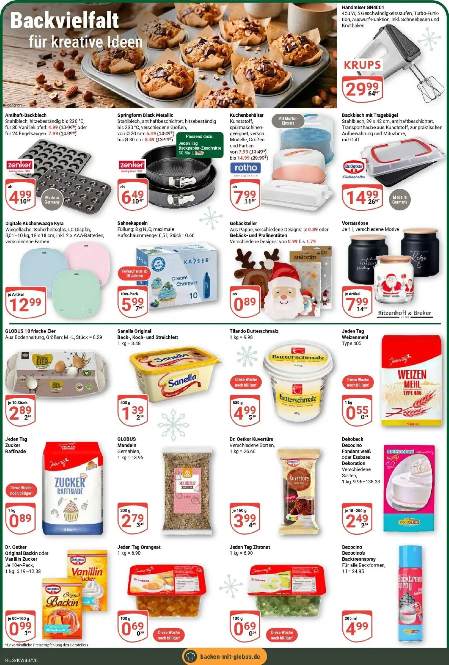 Globus Prospekt Lambrechtshagen (ab 19.10.2026) » Angebote online | Seite: 21 | Produkte: Eier, Mandeln, Handmixer, Sanella