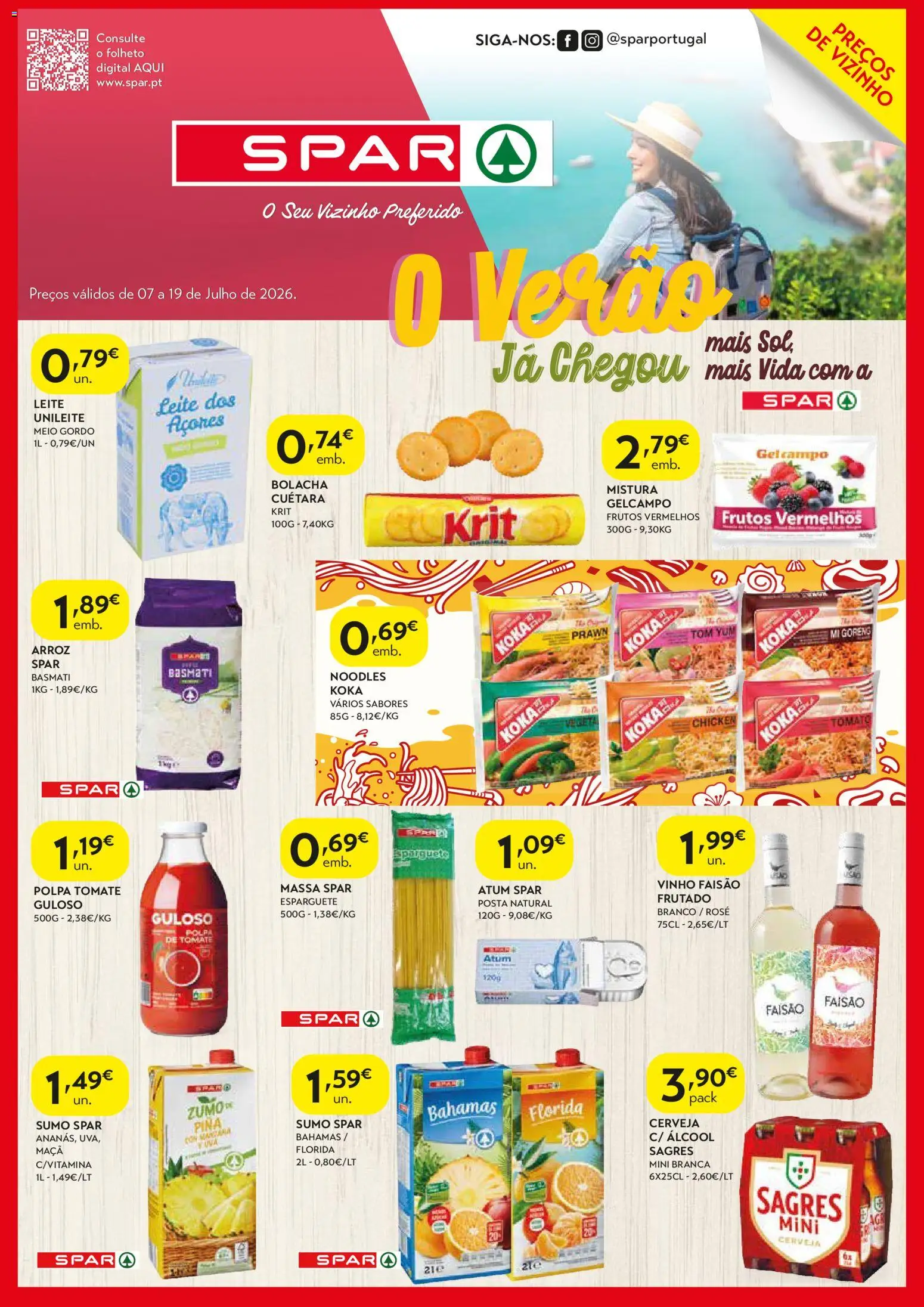 Spar folheto │ válido de 07/07/2026 | Página: 1 | Produtos: Vinho, Arroz, Tomate, Massa