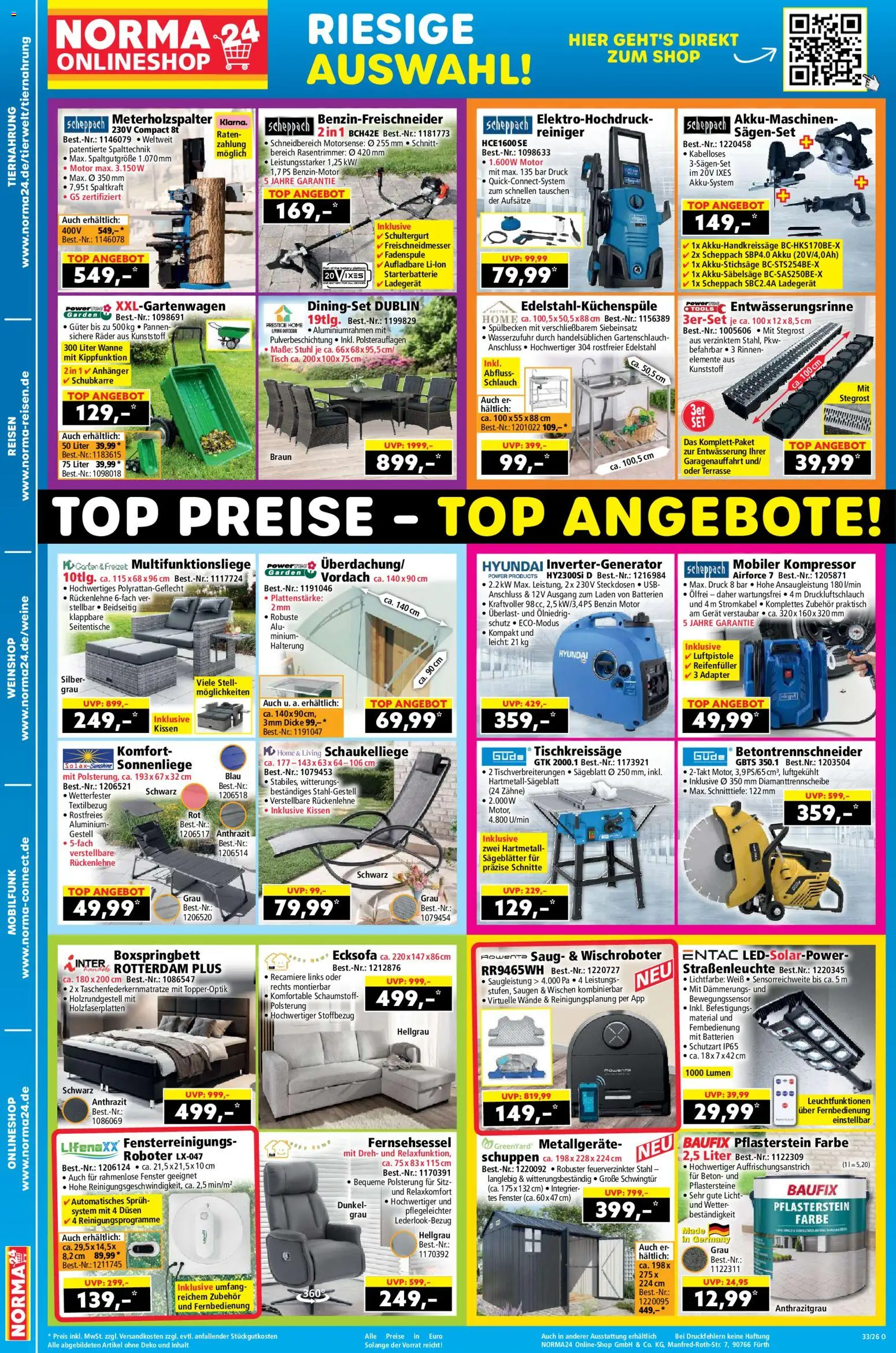 Norma Onlineshop – gültig ab 10.08.2026 | Seite: 2 | Produkte: Ecksofa, Roboter, Boxspringbett, Tisch