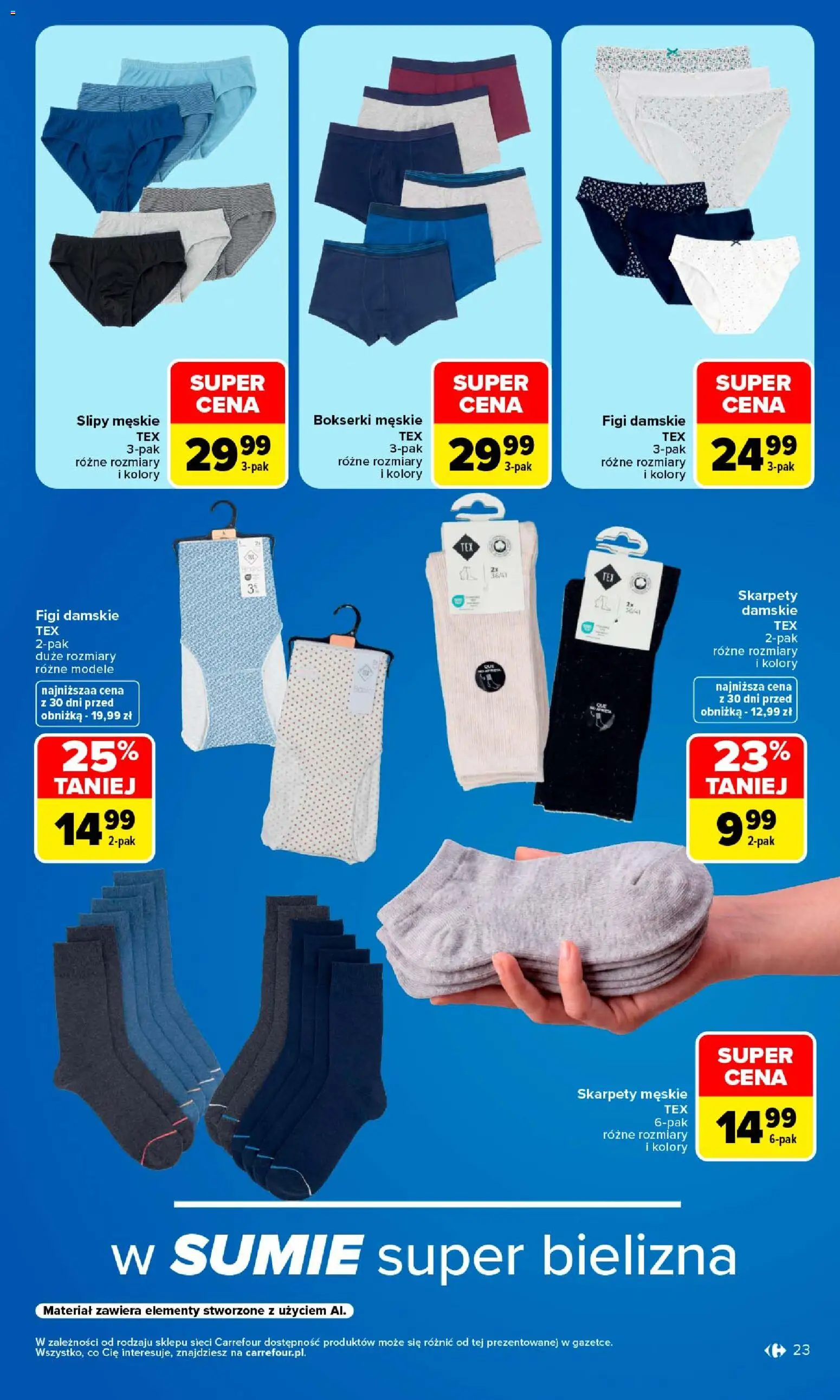Carrefour gazetka - Najlepsza jakość i cena od 24.08.2026 | Strona: 23 | Produkty: Skarpety, Bokserki, Bokserki męskie, Figi