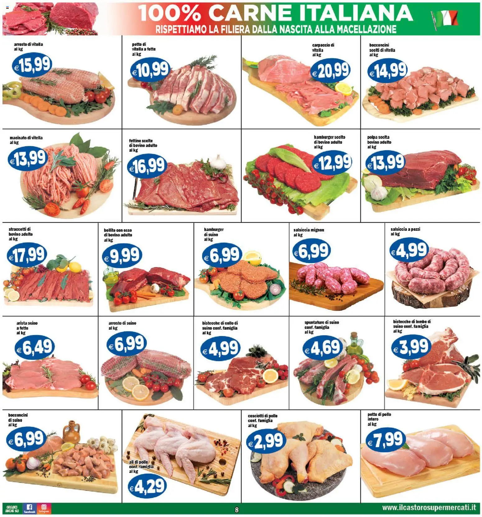 Volantino Il Castoro del 29.04.2026 | Pagina: 8 | Prodotti: Arrosto, Suino, Hamburger, Macinato