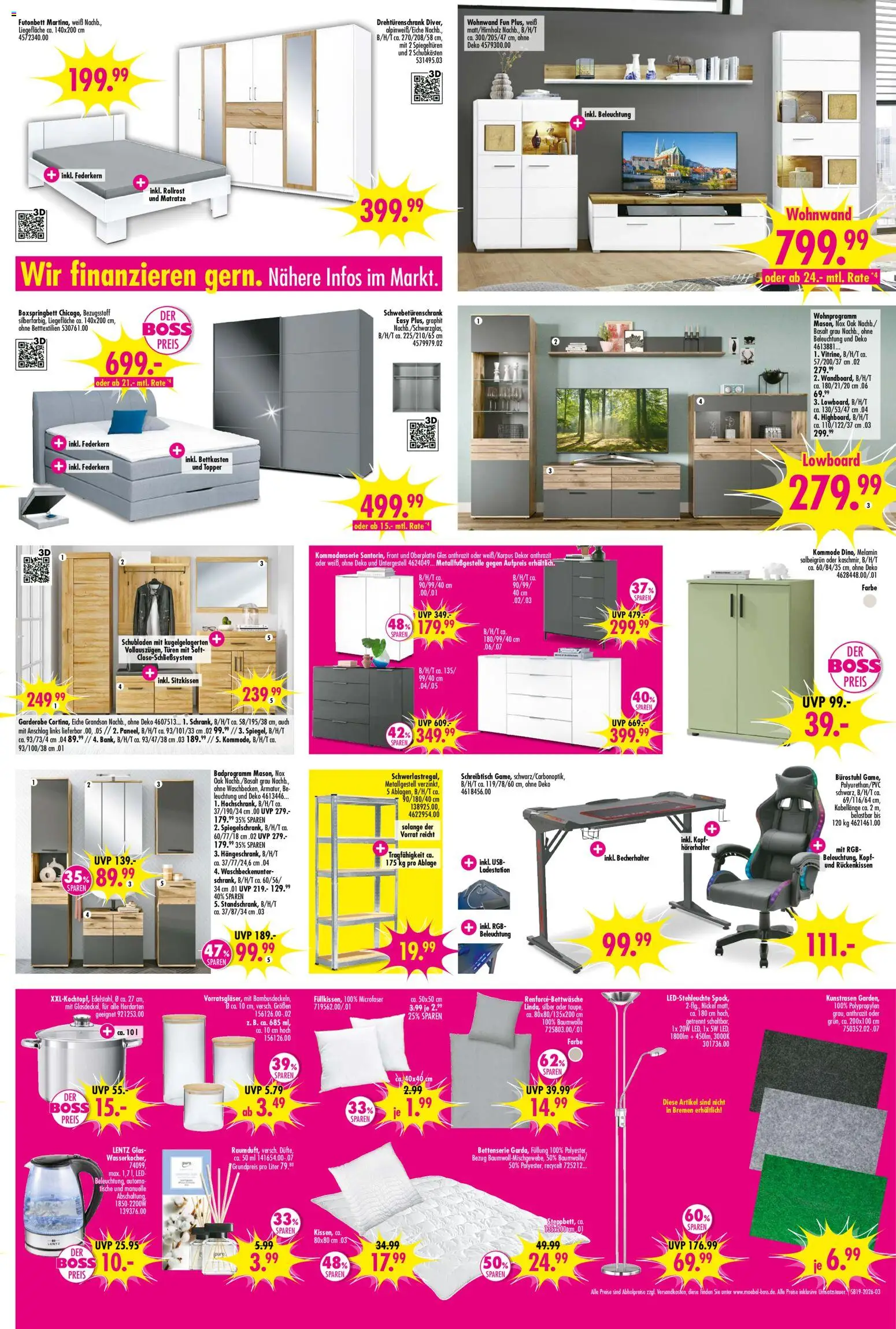 SB Möbel Boss Prospekt 	 – gültig ab 02.05.2026 | Seite: 3 | Produkte: USB, Wohnwand, Drehtürenschrank, Topper