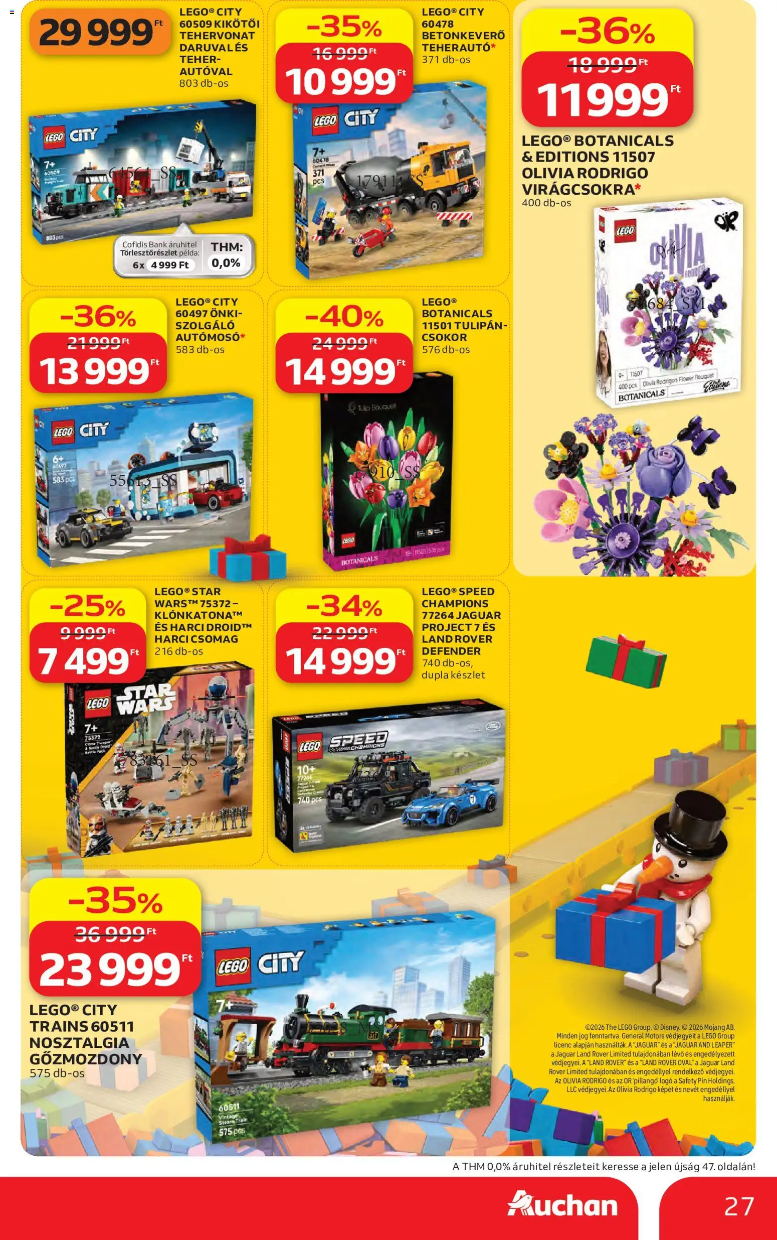 Auchan akciós ujság - amely érvényes a következő dátumtól: 2026.10.22. | Oldal: 27 | Termékek: Betonkeverő, LEGO, Tulipán