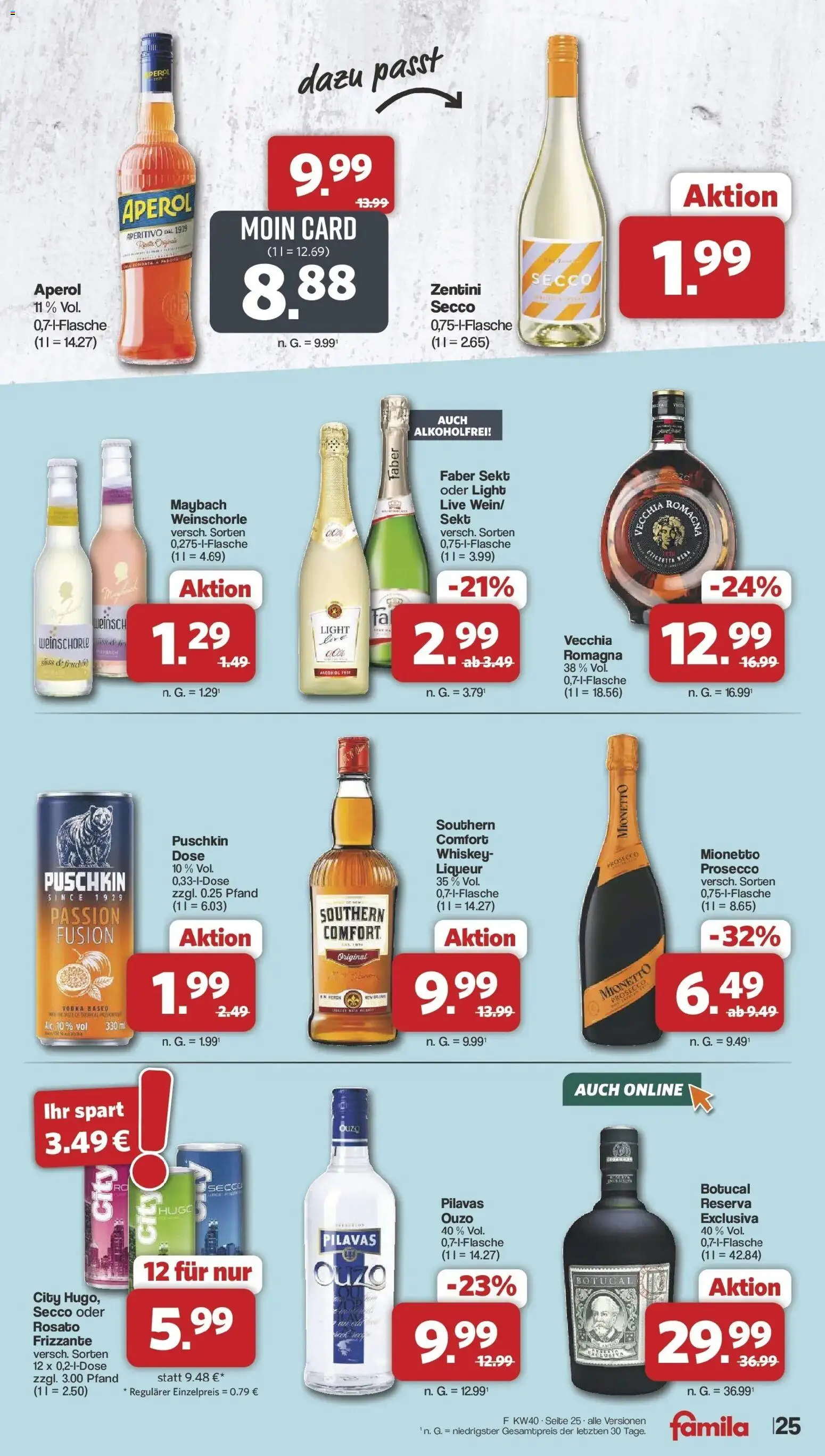 Famila Nordwest - Famila: Wochenangebote (ab 28.09.2026) zum Blättern | Seite: 25 | Produkte: Ouzo, Sekt, Prosecco, Vodka