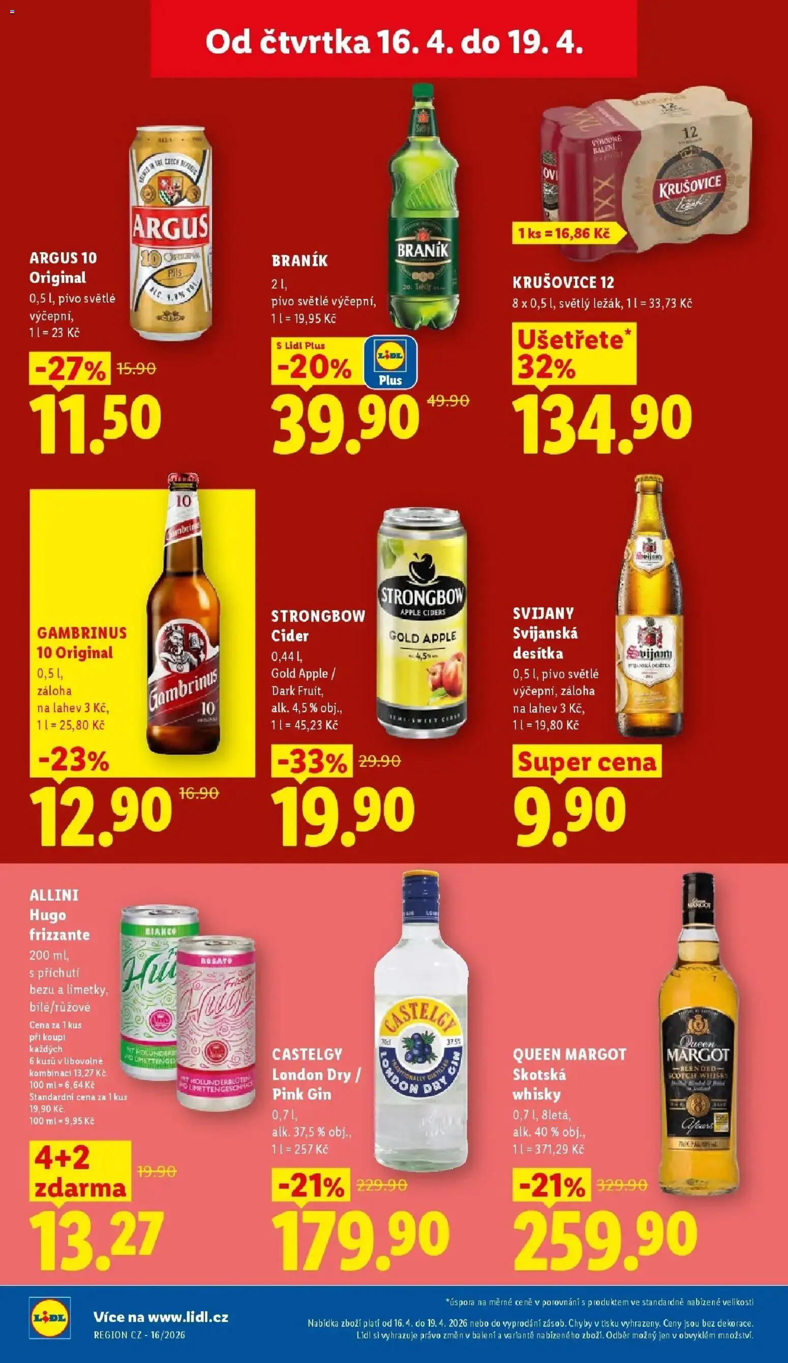 Lidl aktuální leták od 16.04.2026 | Strana: 26 | Produkty: Frizzante, Strongbow, Krušovice, Láhev