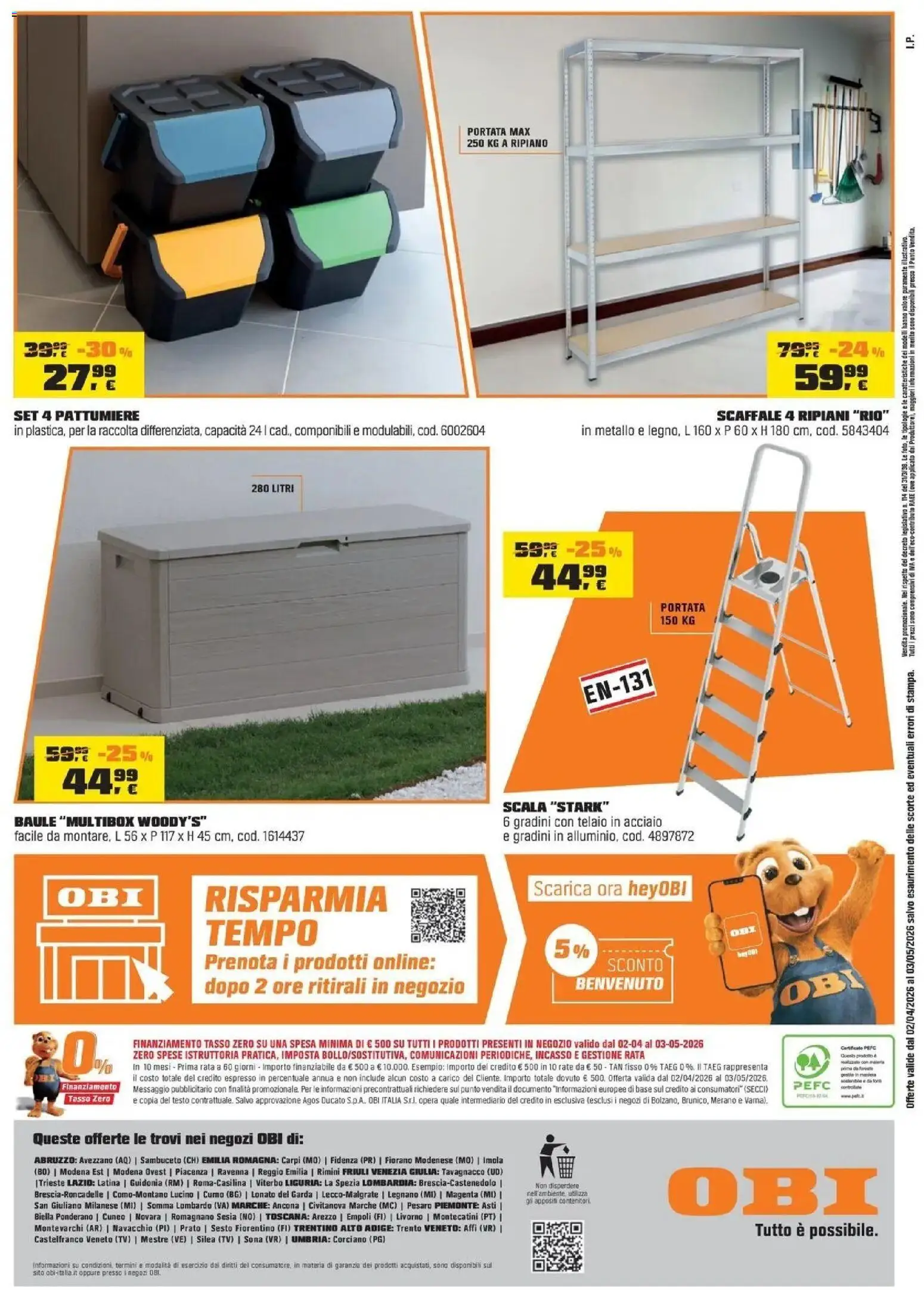 Volantino OBI del 03.04.2026 | Pagina: 12 | Prodotti: Ripiano, TV, Scaffale, Scala